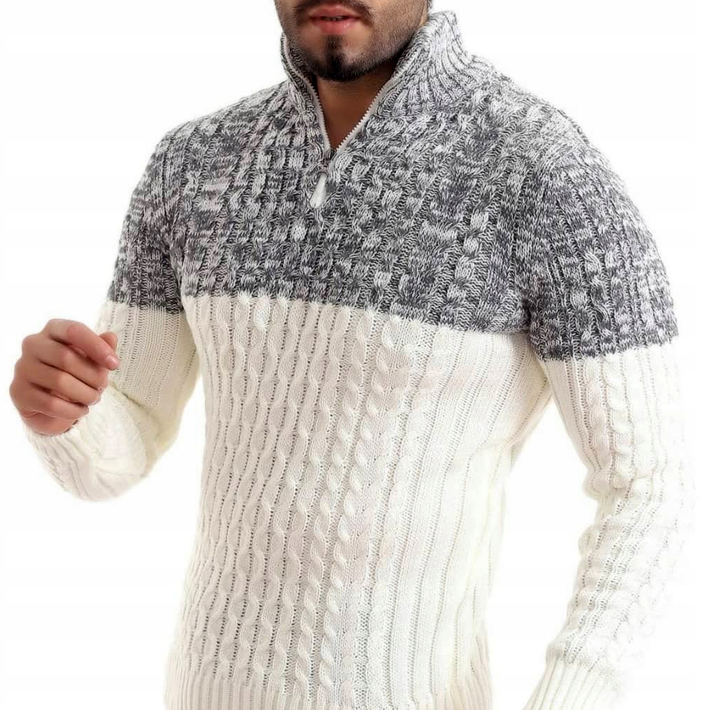 Pánský svetr, silný teplý vlněný rolák Rolák Nákrčník