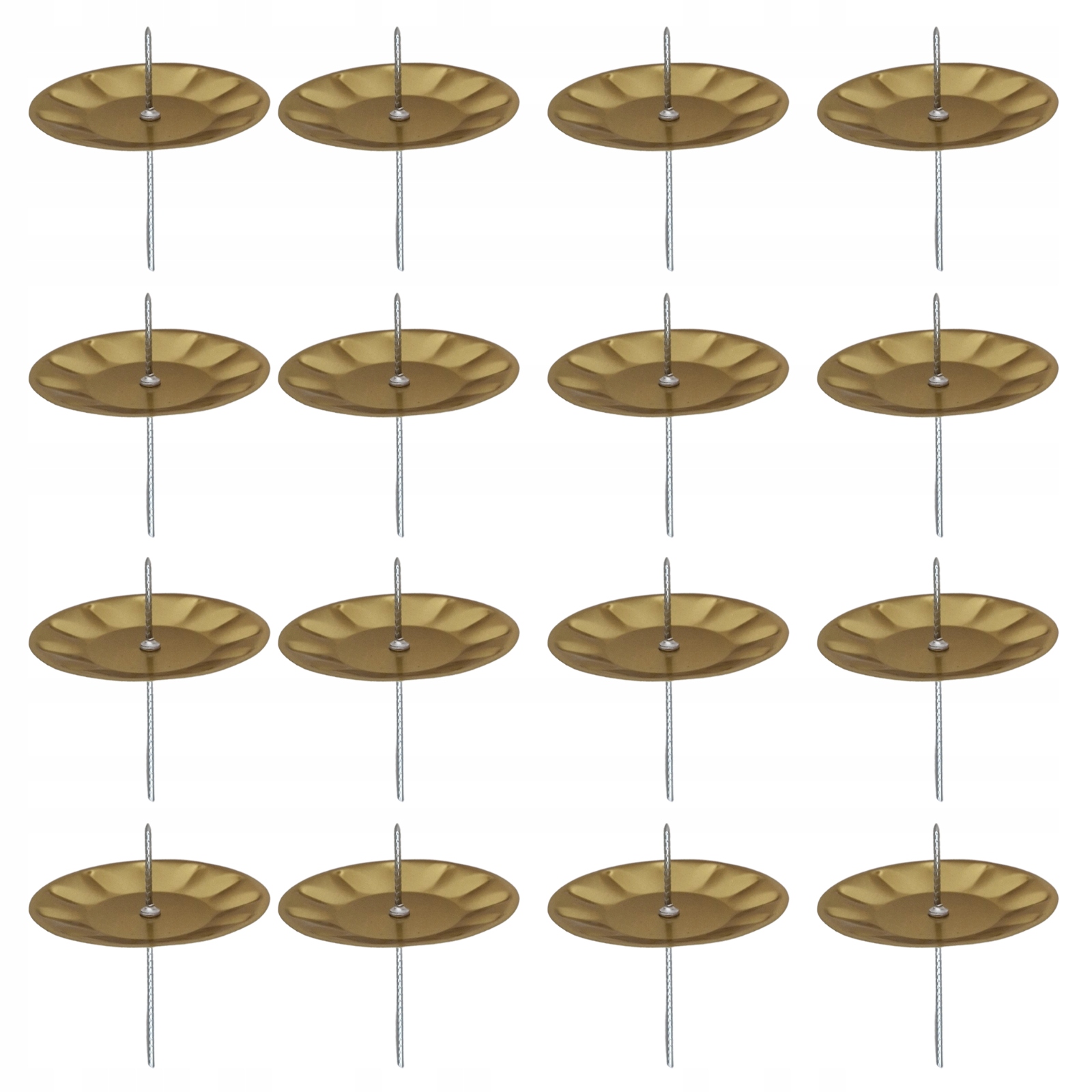 Podstawka metalowa złota Świecznik wbijany do wieńca adwentowego 16 szt.