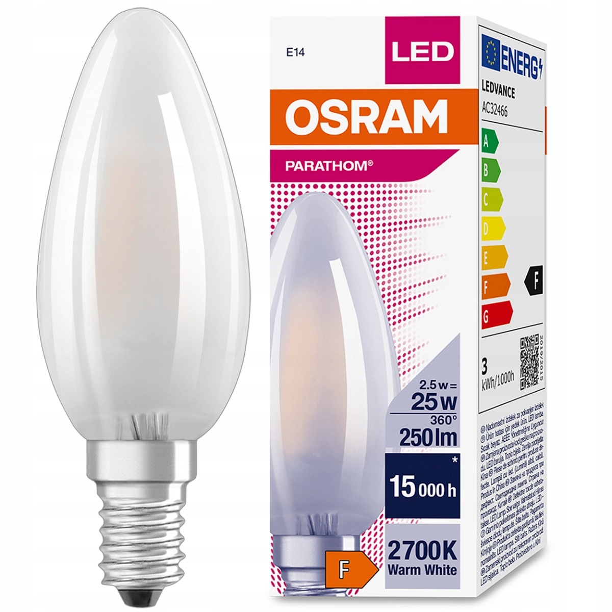 

Żarówka Led E14 2,5W 25W 2700K Filament Osram