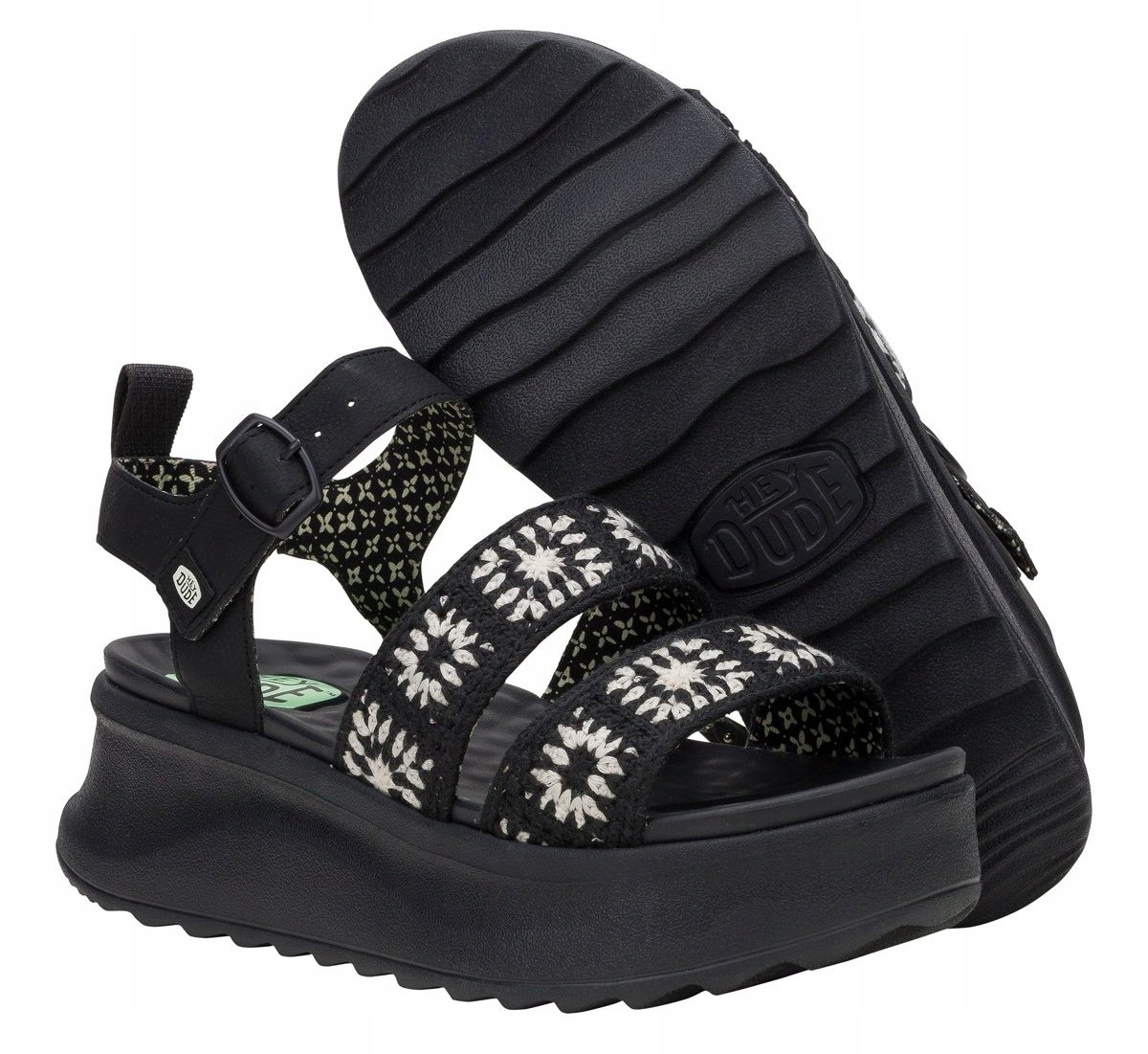 Hey Dude Delray Buckle Cottage Crochet 43200-066 sandály na klínku W9 40