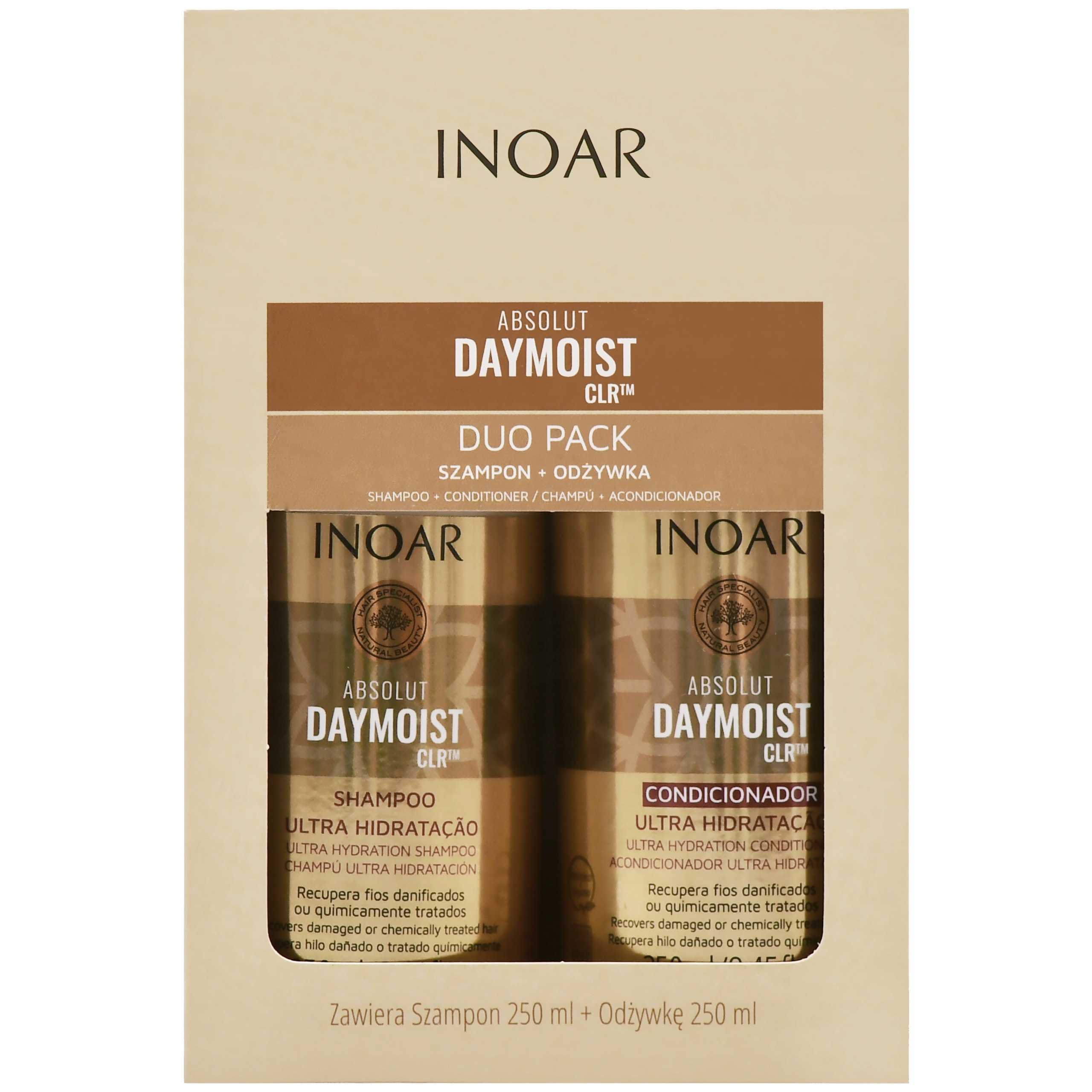 Kompleksowa odbudowa włosów Inoar Absolut Daymoist Clr duo 2x250 ml