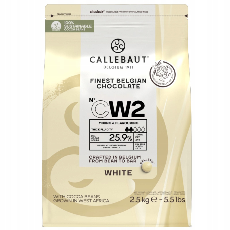 Czekolada Do Fontann fondue Biała 2,5kg Callebaut