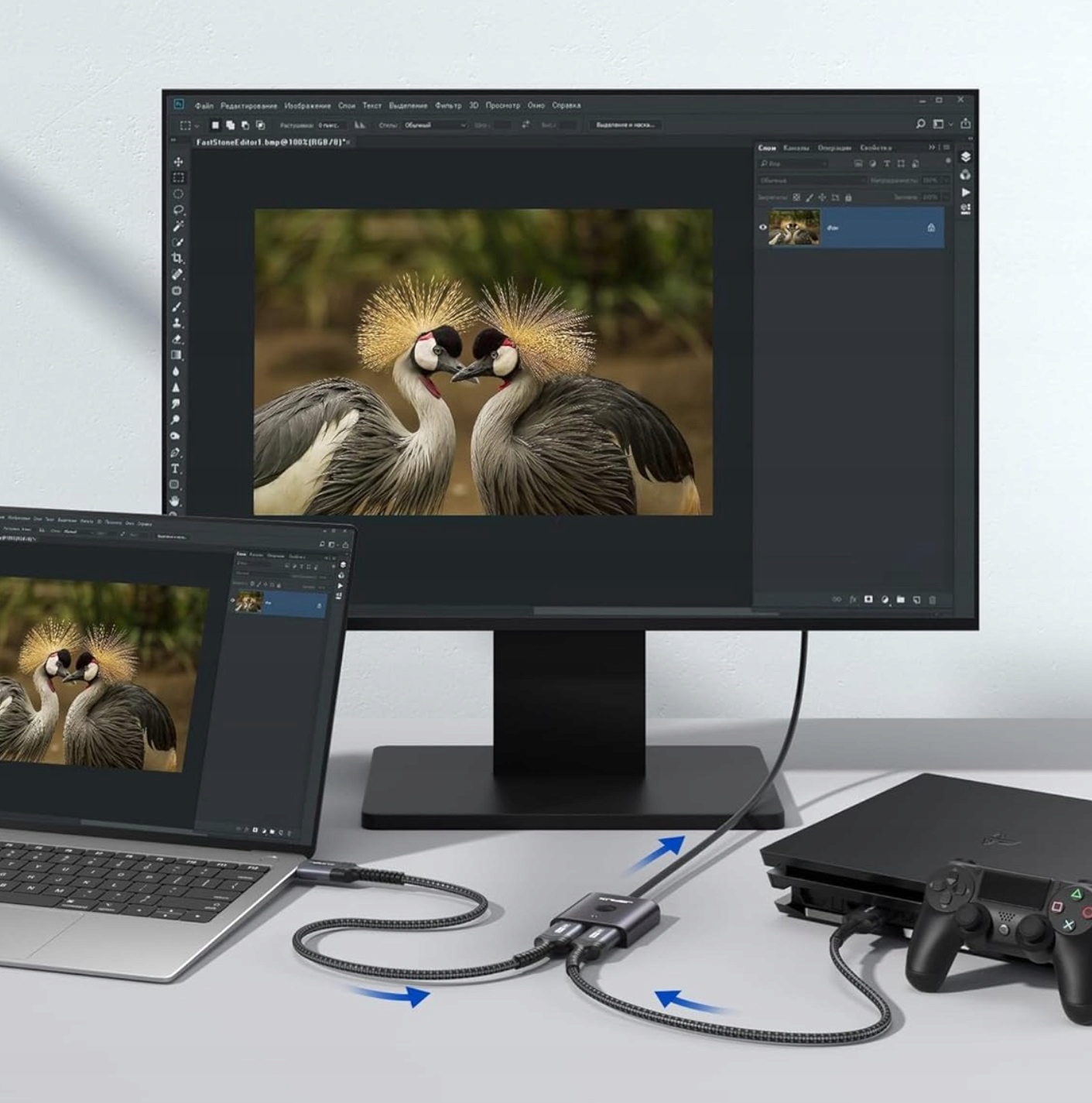 JSAUX Dwukierunkowy Splitter Rozdzielacz 2x HDMI 4K 60Hz Plug and Play Marka Jsaux