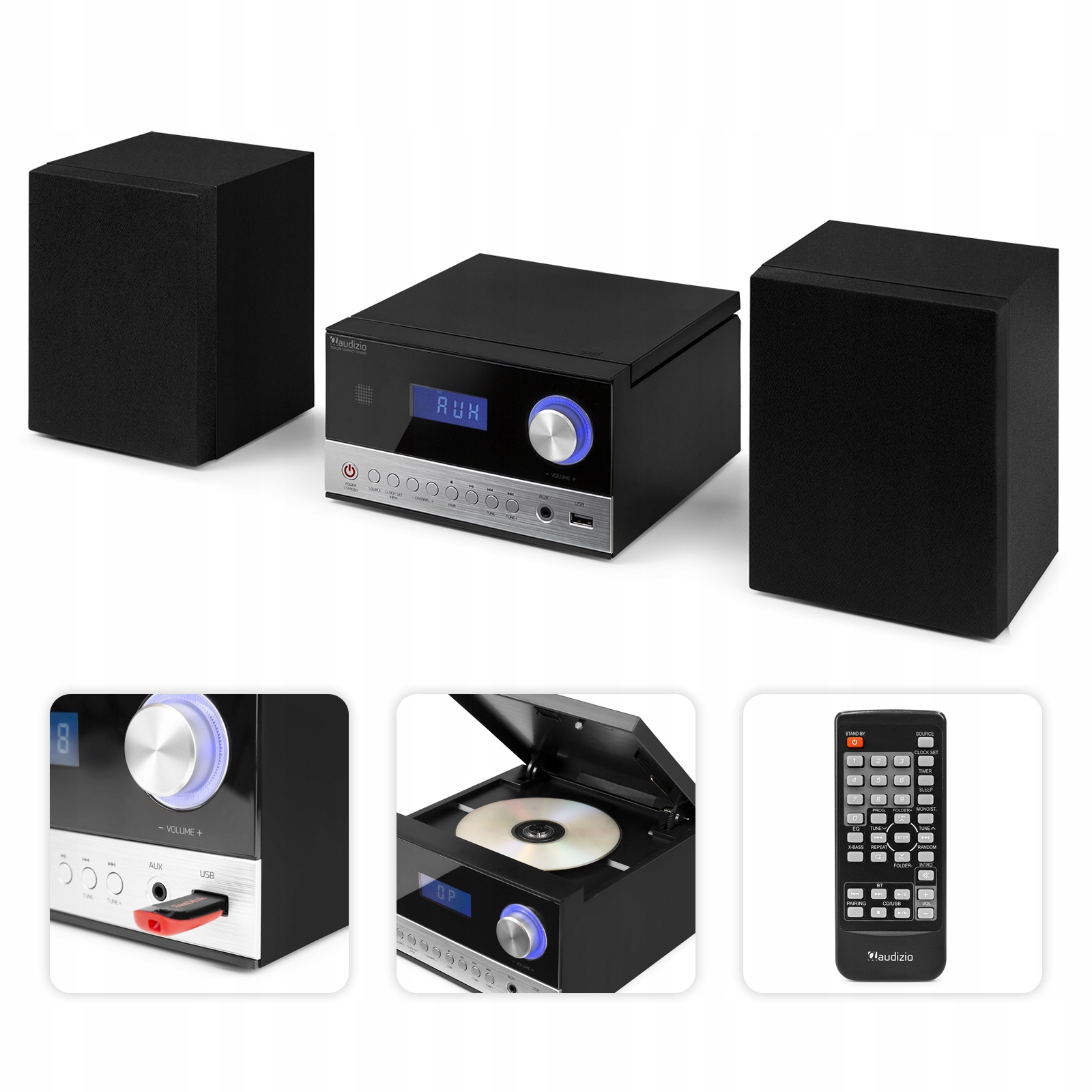Wieża stereo HiFi Bt CD MP3 radio Fm Usb pilot