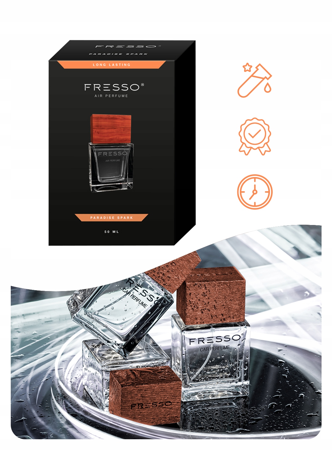 FRESSO Paradise Spark PERFUMY ZAWIESZKA samochodu Waga produktu z opakowaniem jednostkowym 0.5 kg