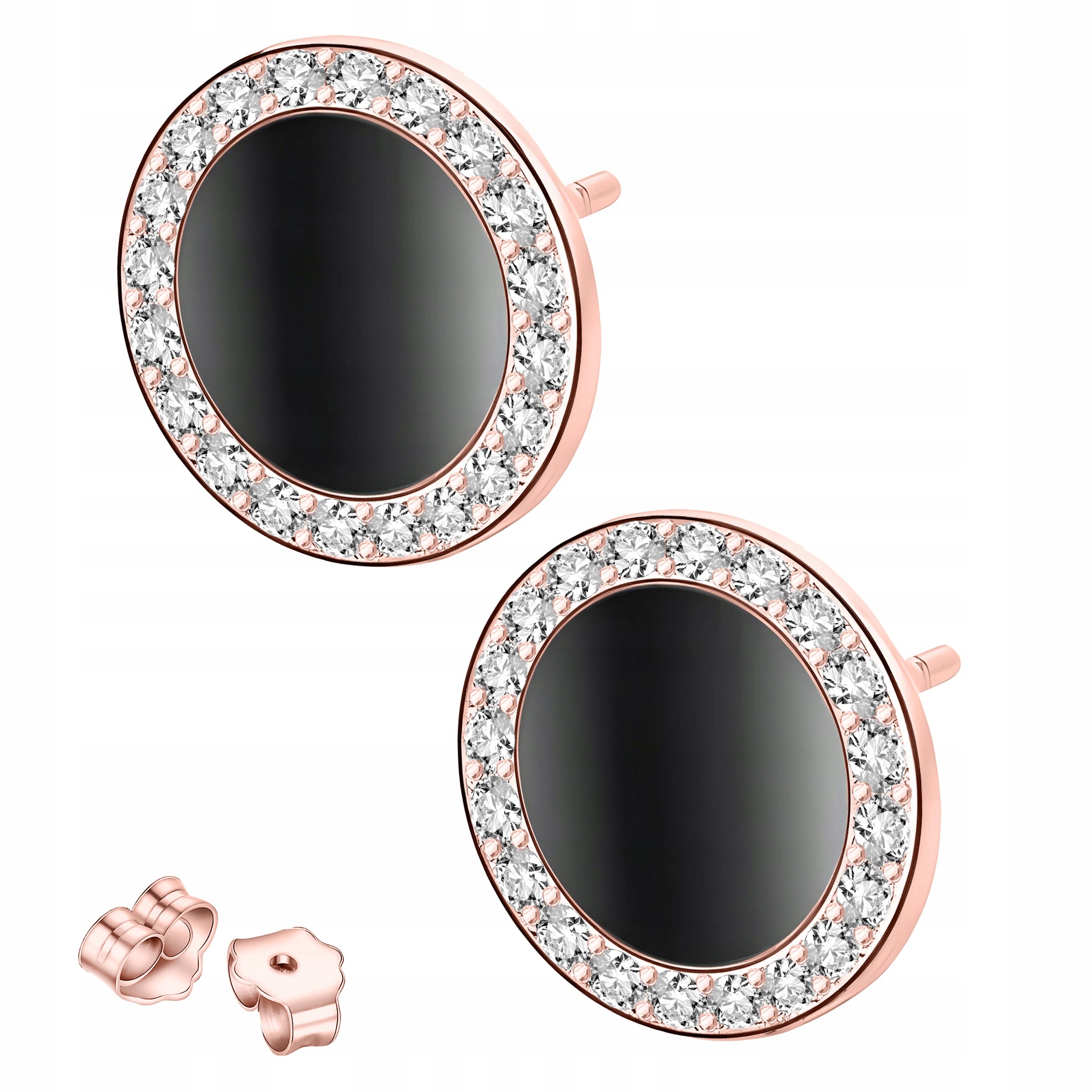 Náušnice Pozlacená kolečka s krystaly zirkonů Šroubky Stříbro 925