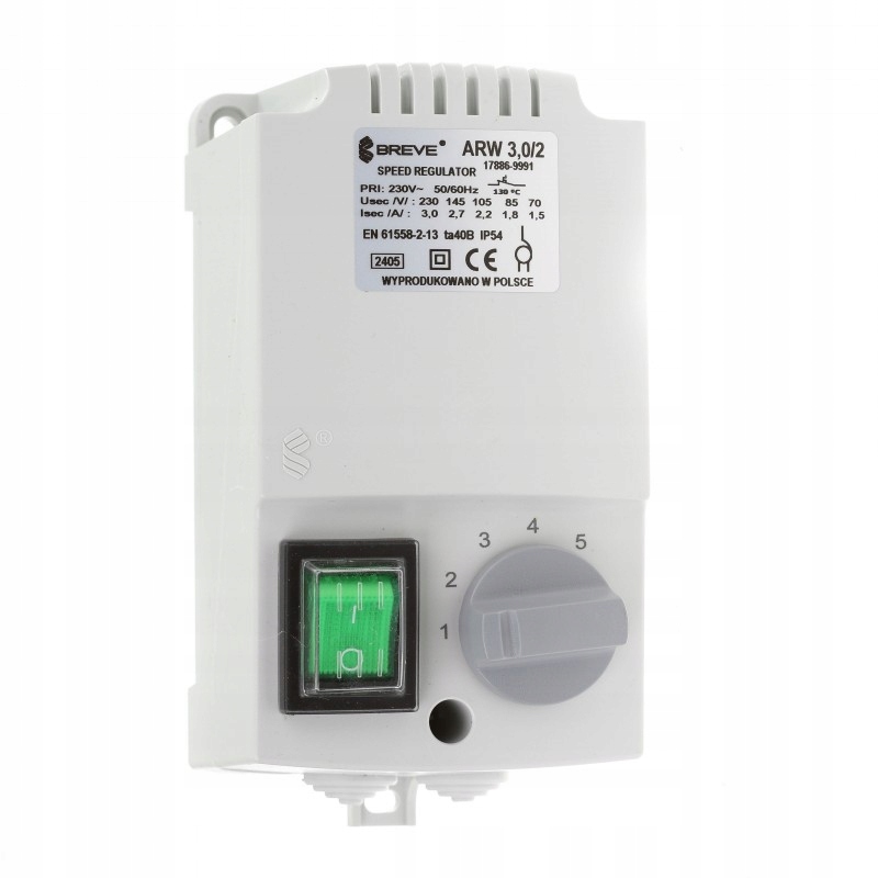 Regulator autotransformatorowy Arw 3.0/2 3A 230VAC, 5-stopniowa regulacja