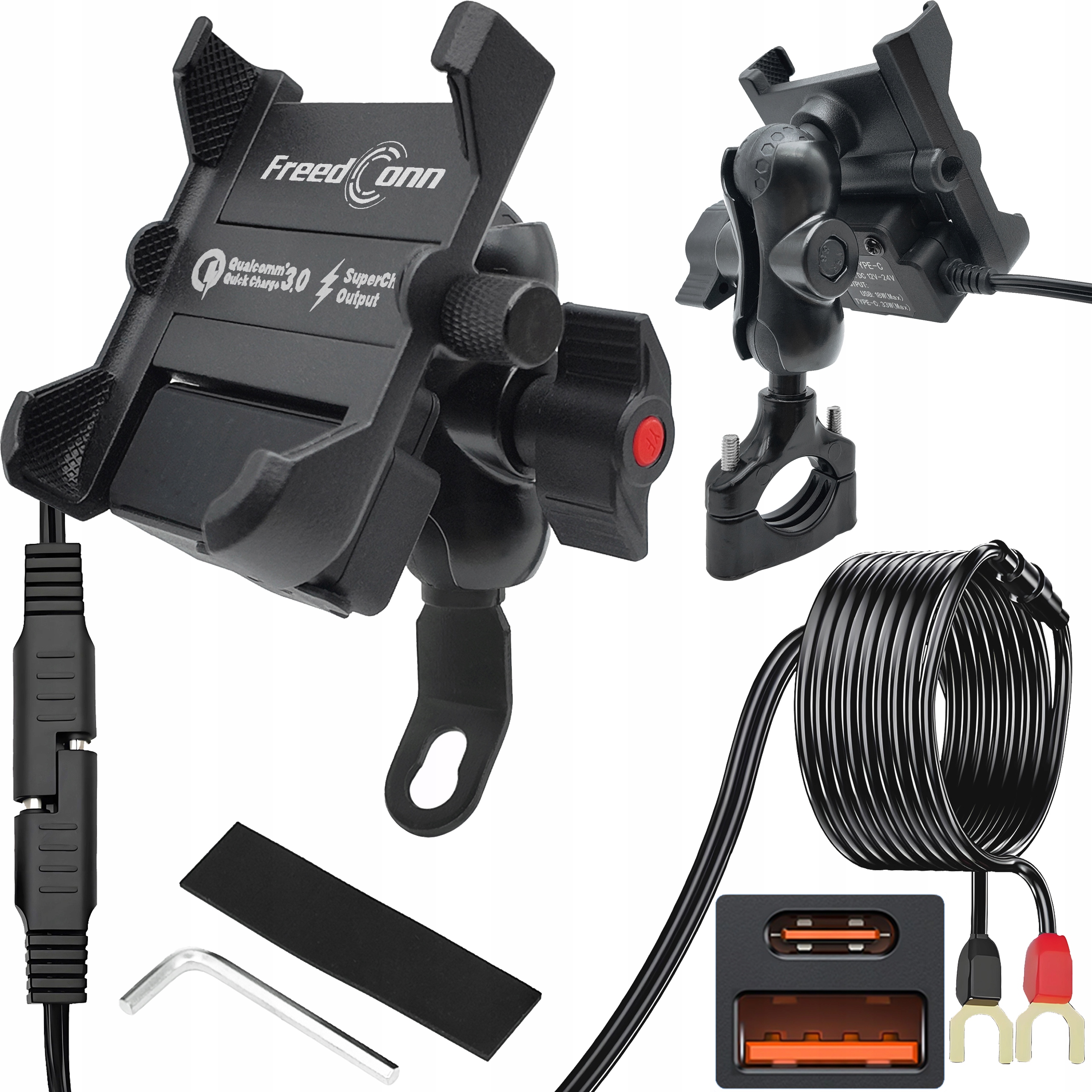 Uchwyt Na Telefon ŁADOWARKA,MC10N Usb Qc 3.0 Motocyklowy