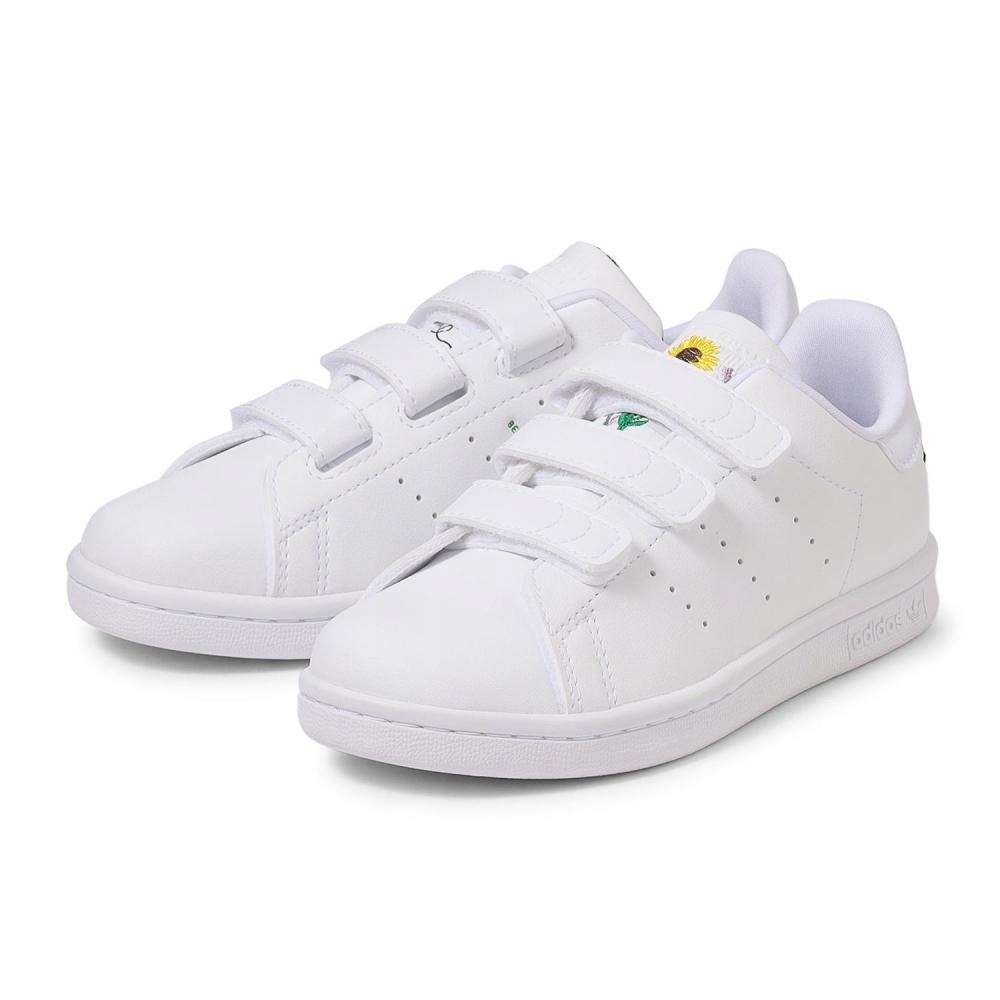 dziecięce Buty Adidas Stan Smith Cf na rzepę sneakersy białe 34