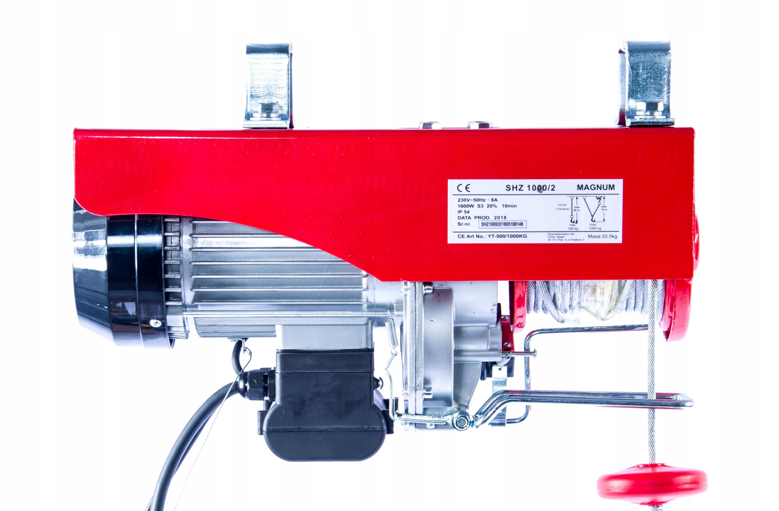 WCIAGARKA ELEKTRYCZNA LINOWA 1000 500 kg LINA 20 m EAN 5901010100030