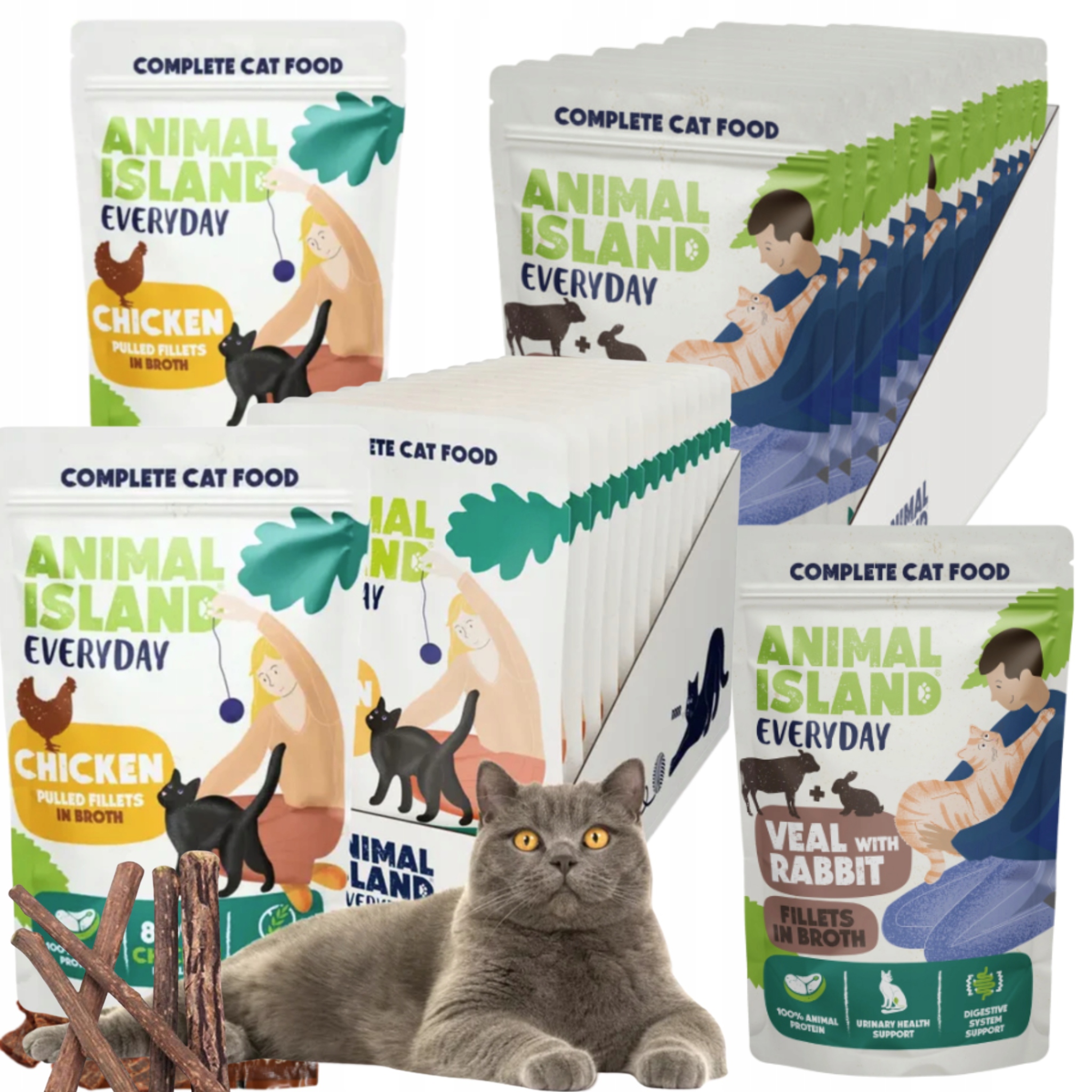 Mokré krmivo pro kočky kapsička mix chutí ve vývaru Animal Island 85 g x 24 g