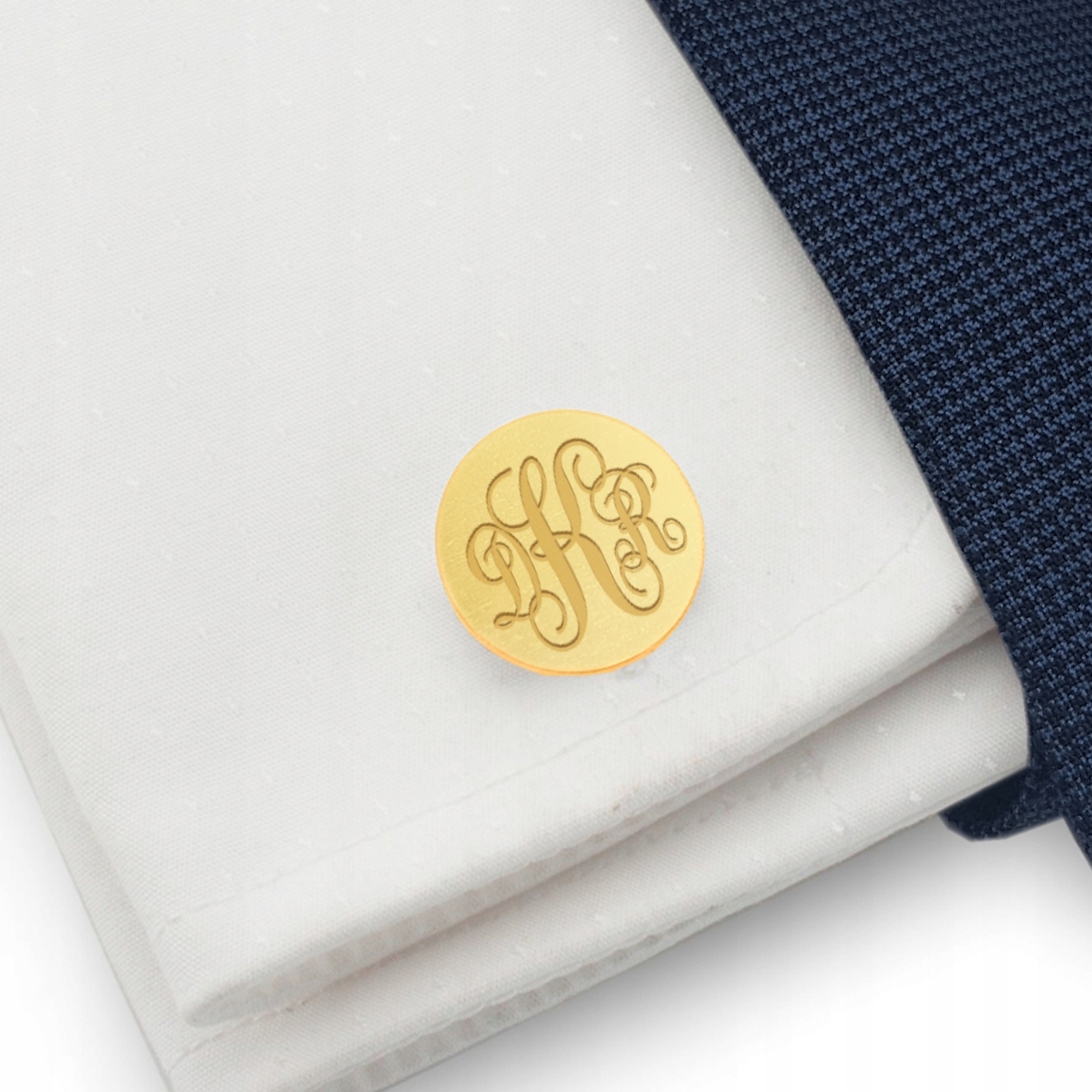 

Grawerowane złote spinki do mankietów z monogramem