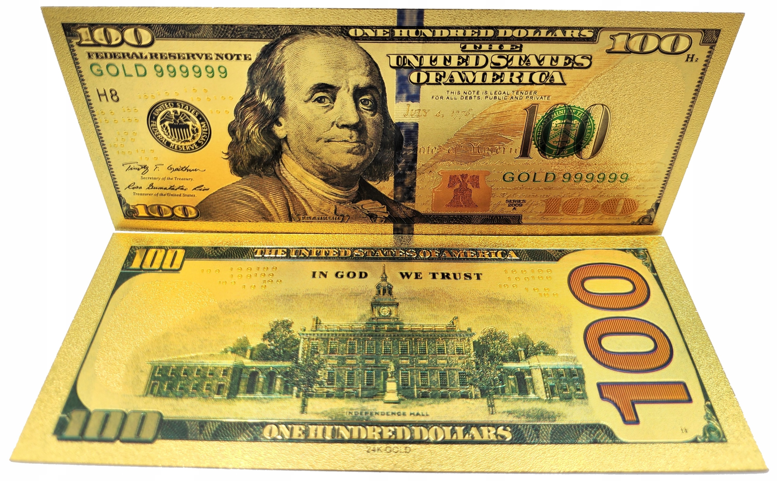 

Kolekcjonerski Pozłacany Banknot 100 Dolarów Nowy