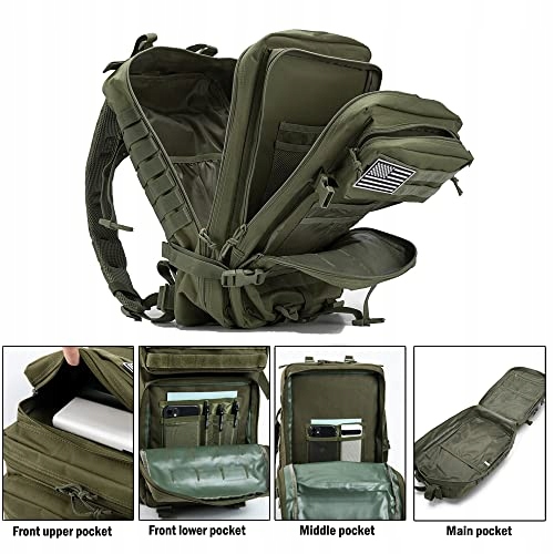 QTQY Plecak Taktyczny Wojskowy 45L Męski Outdoor MOLLE Survival Camping — miniatura 5