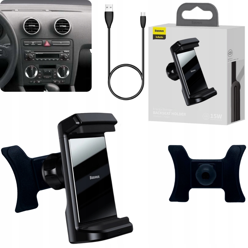 Dedykowany Uchwyt Na Telefon Audi A3 2-13 Q2 19-24 Indukcyjny Baseus Zestaw