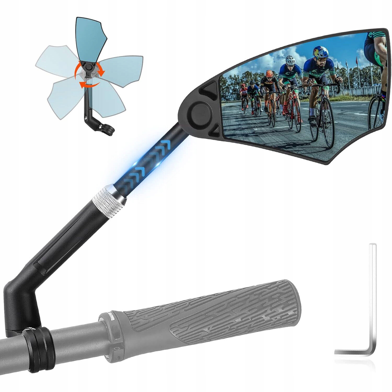 LUSTERKO WSTECZNE DO ROWERU, REGULOWANE 360° LUSTERKO KIEROWNICĘ 20 - 23 MM Marka Inna marka