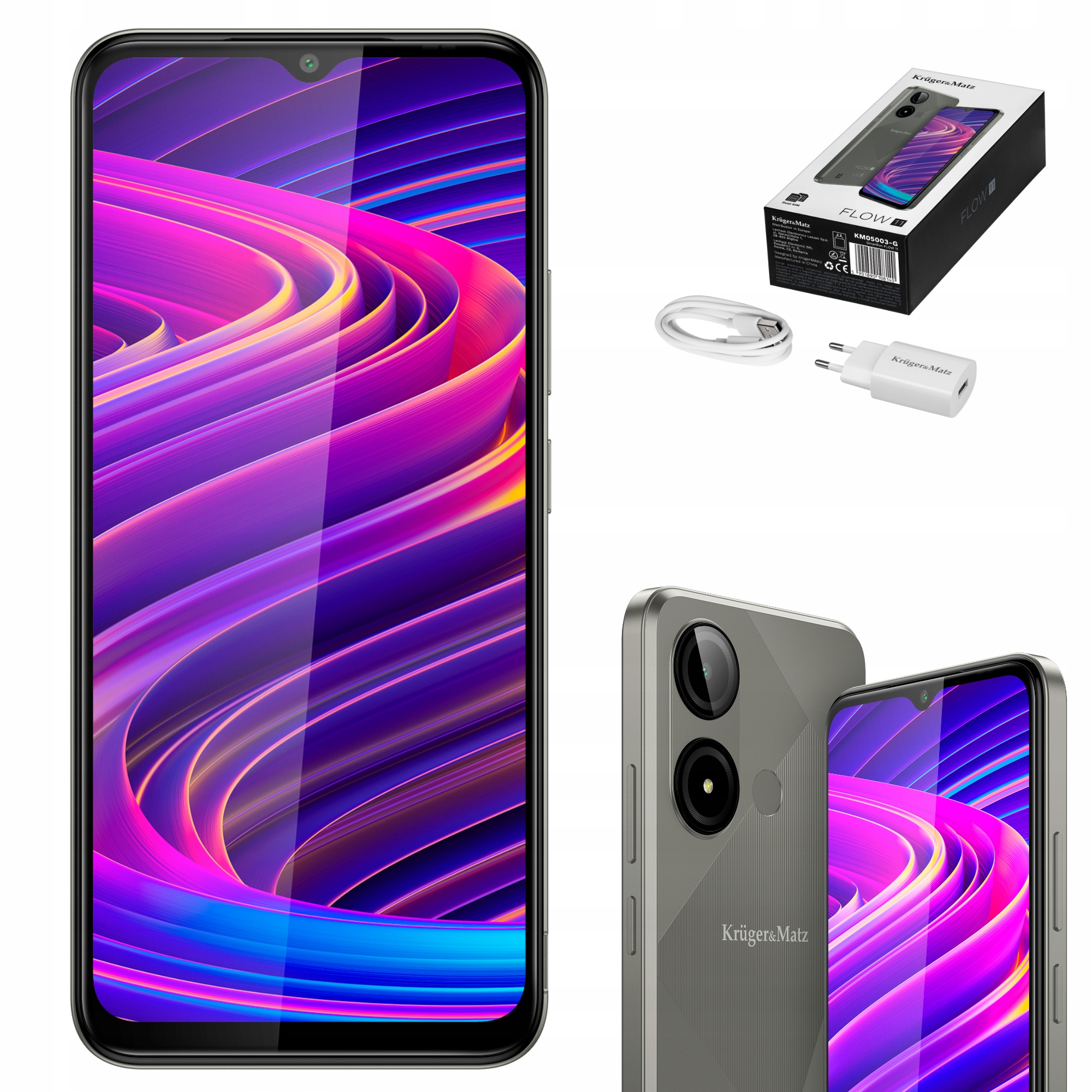 Smartfón Kruger&Matz Flow 11 6,56" 4/64GB DualSIM 4000mAh Lte sivý