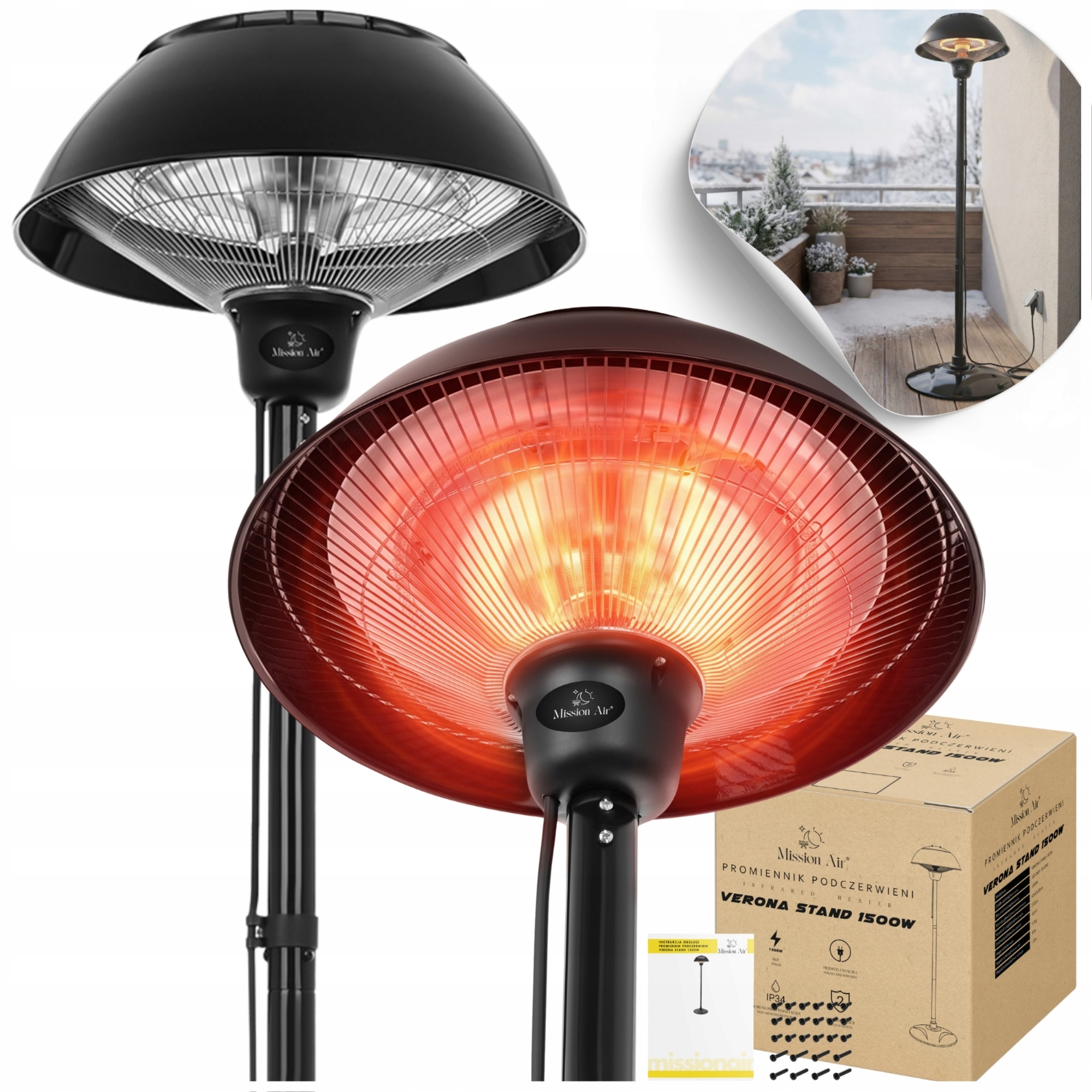 Žiarič vykurovacia lampa Ir stojanový radiátor Terasový 1500 W