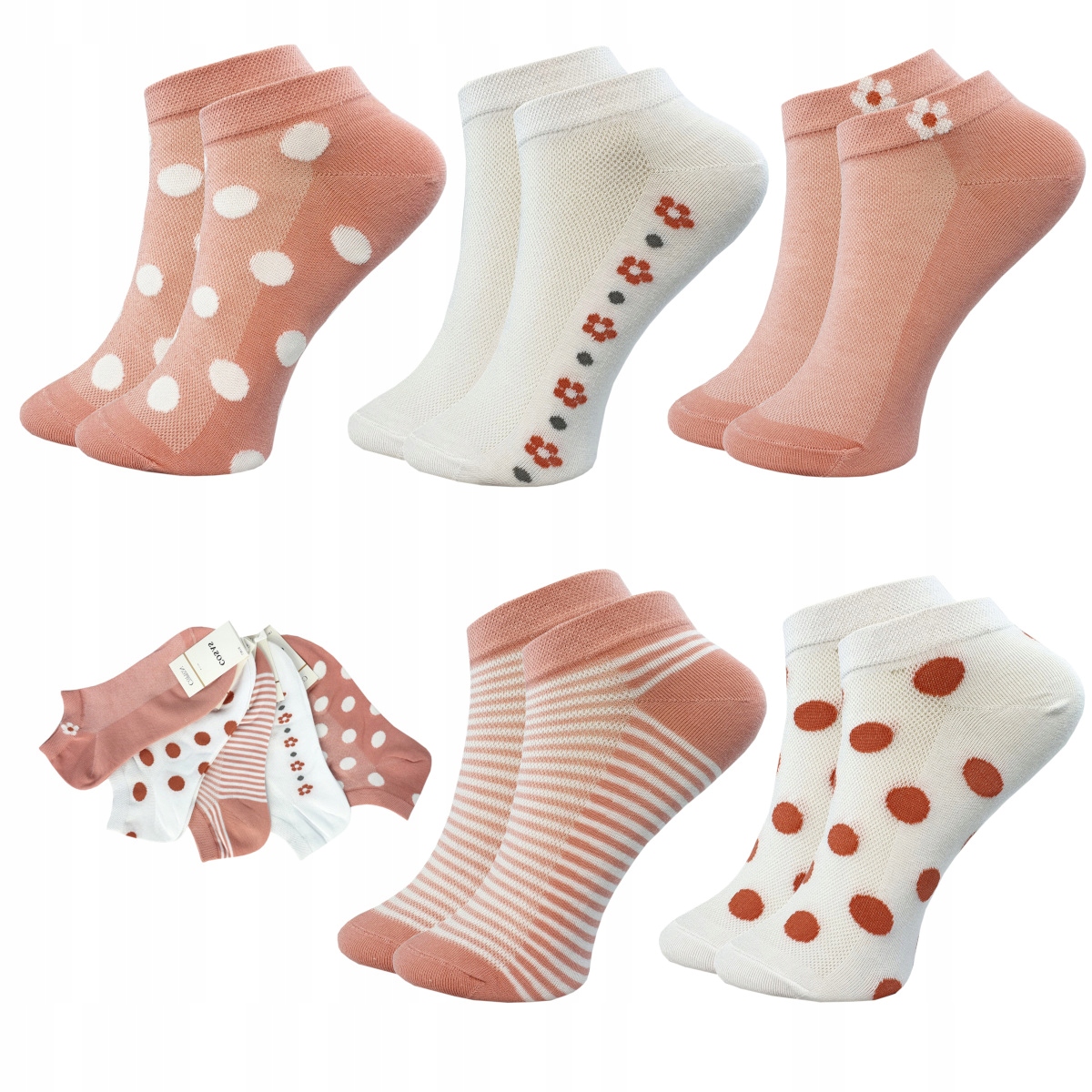 

5PAR Stopki Damskie Kolorowe Bawełna Premium Socks