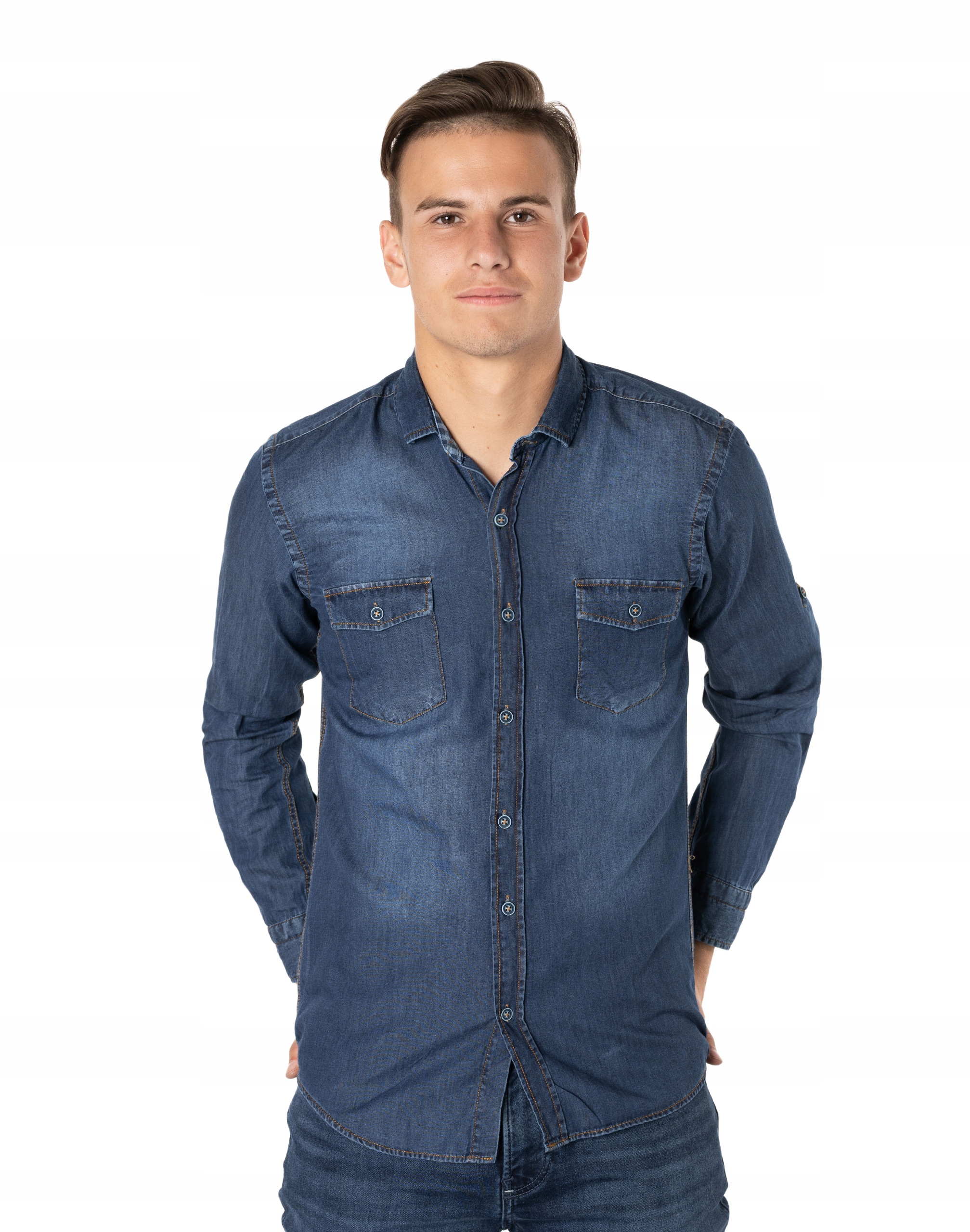 

Koszula Męska Jeans z Długim Rękawem 059-01 r M