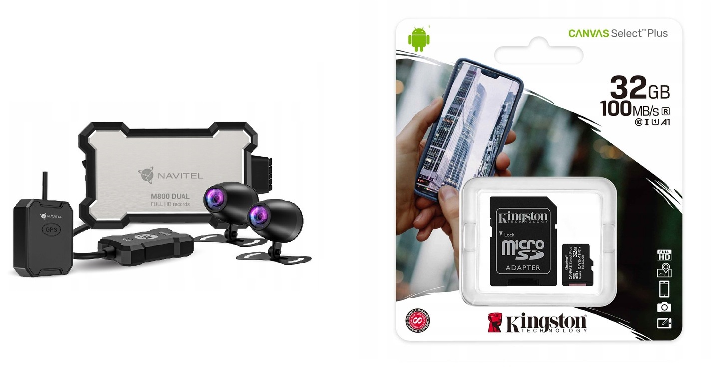 Navitel M800 Dual Motocyklový záznamník jazdnej kamery IP66 Utv Atv ++ 32 Gb
