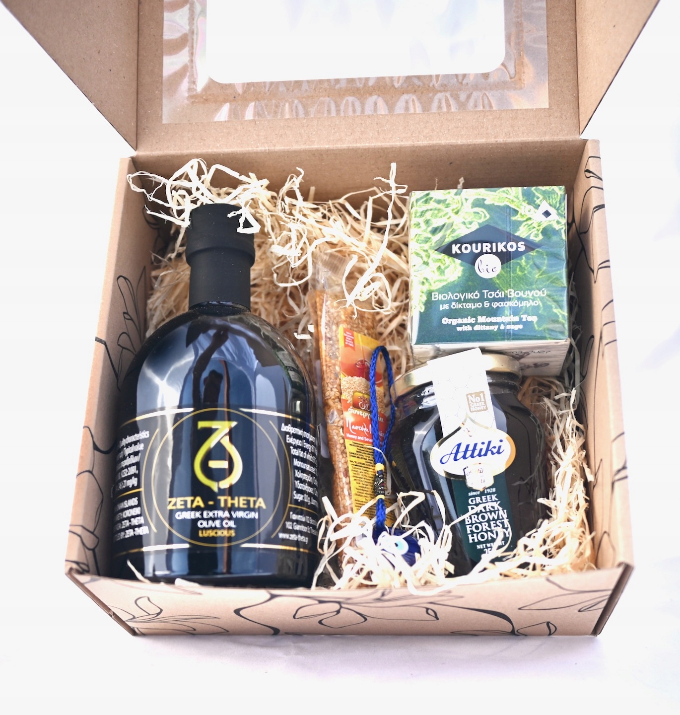 Zestaw Prezentowy Box Grecki z oliwą, miodem i herbatą,Premium, Dzień Matki