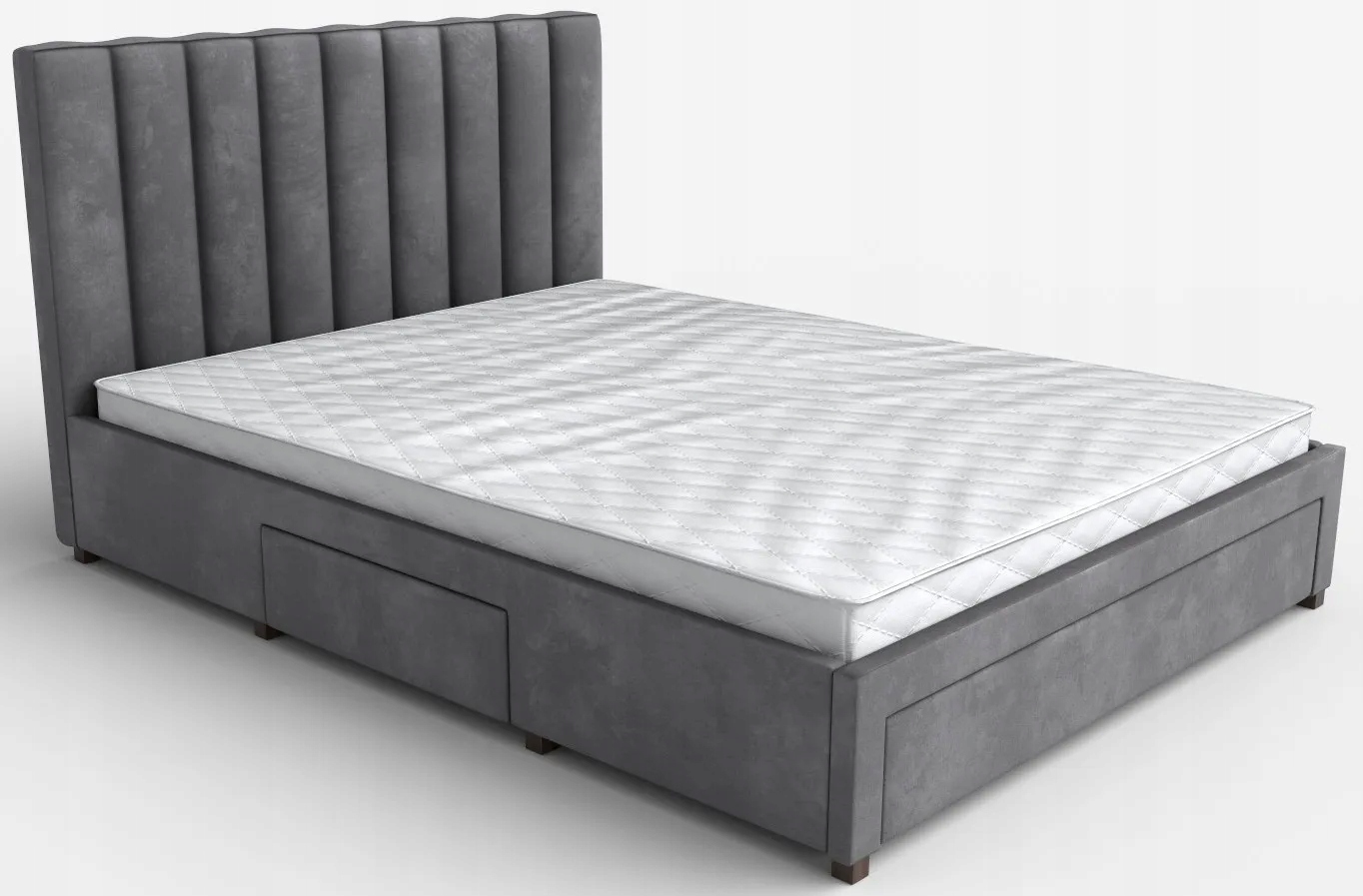 Łóżko Tapicerowane Grace 160x200 Szare Velvet Z Szufladami Halmar Sypialnia