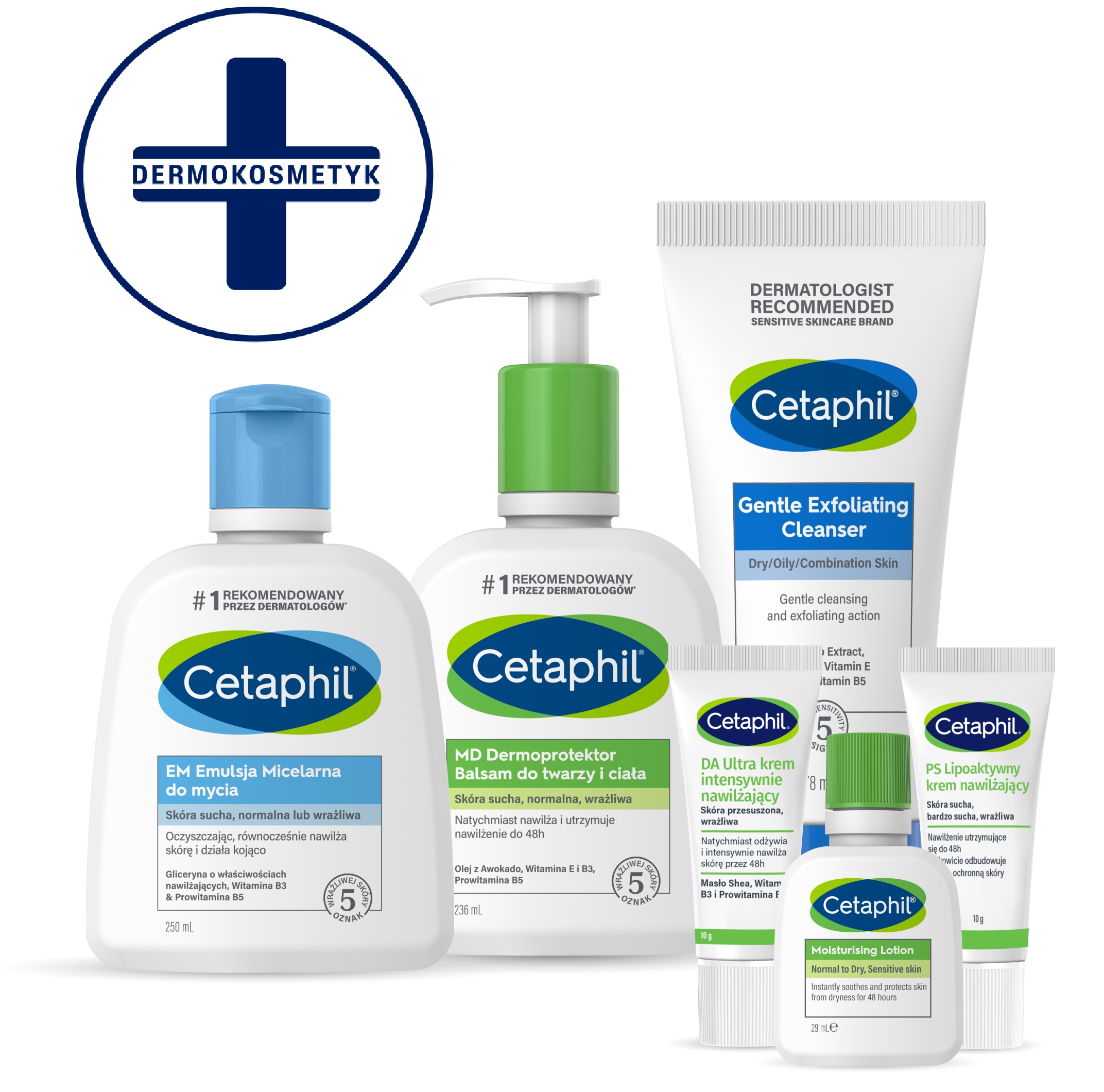 Zestaw Cetaphil Em Emulsja 250, Żel, MD Balsam 236 mini MD Ps Da