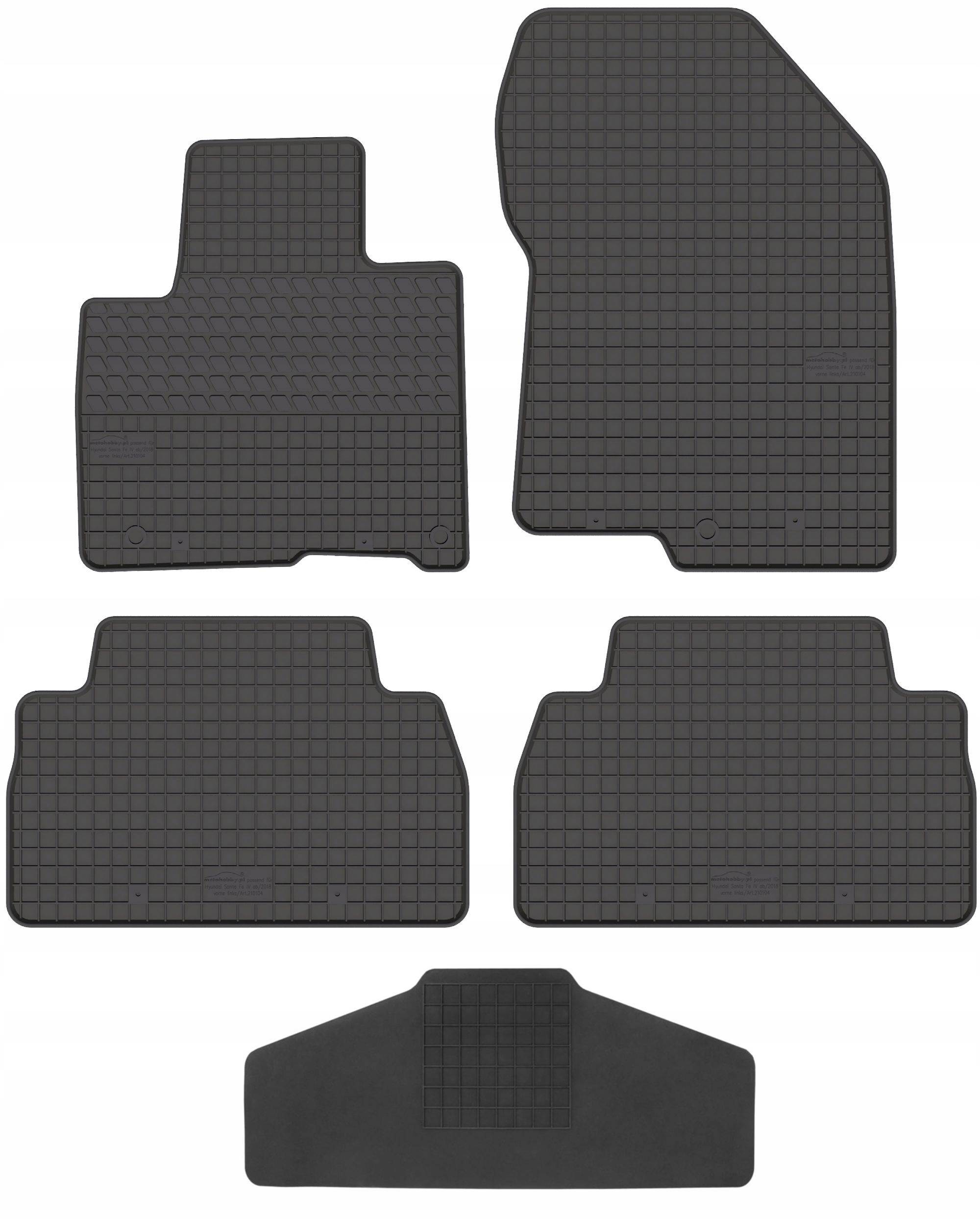 Hyundai Santa Fe IV od 2018 komplet gumowych dywaników Tunel