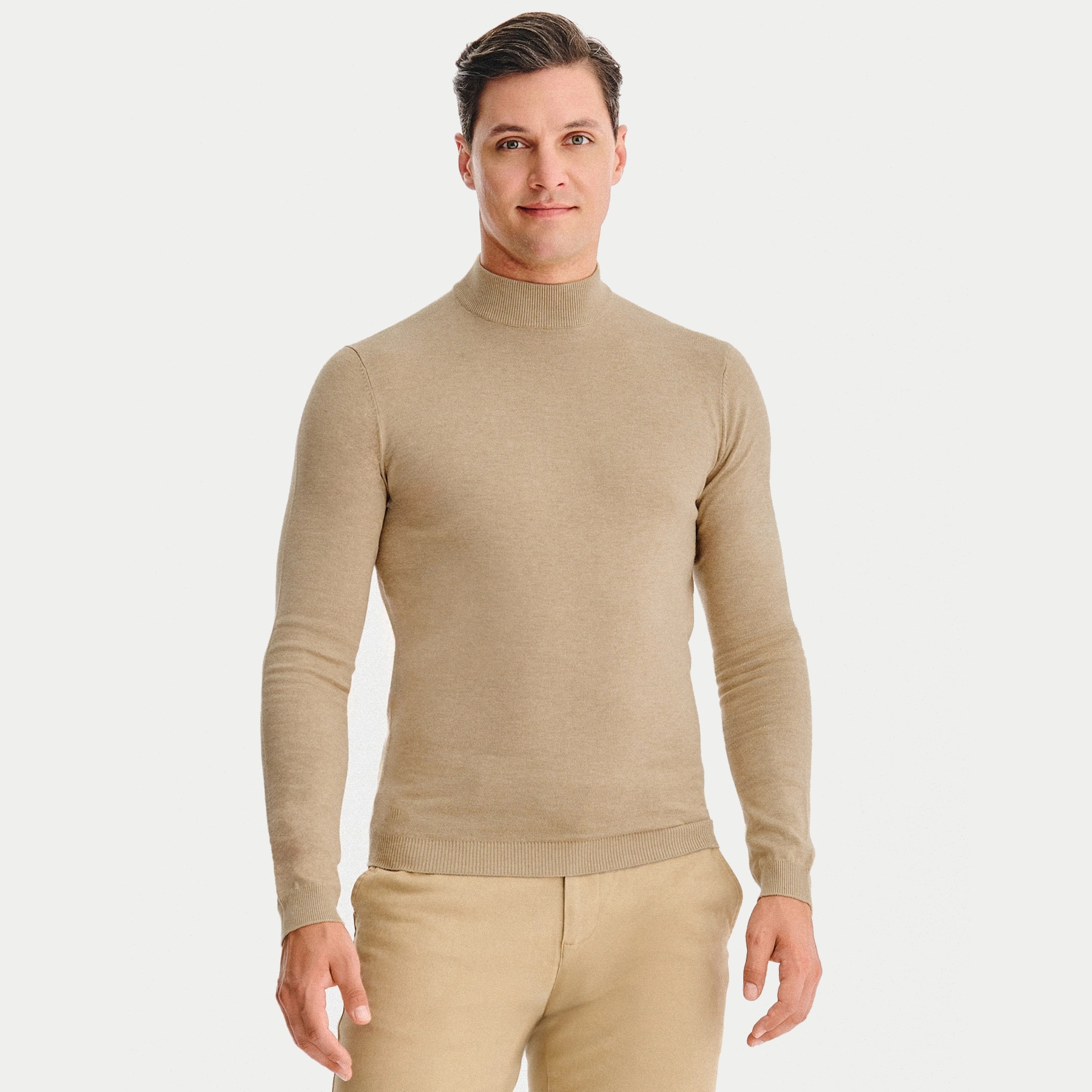 Hladký pánský pologolf v béžové barvě Basic Pako Lorente vel 3XL