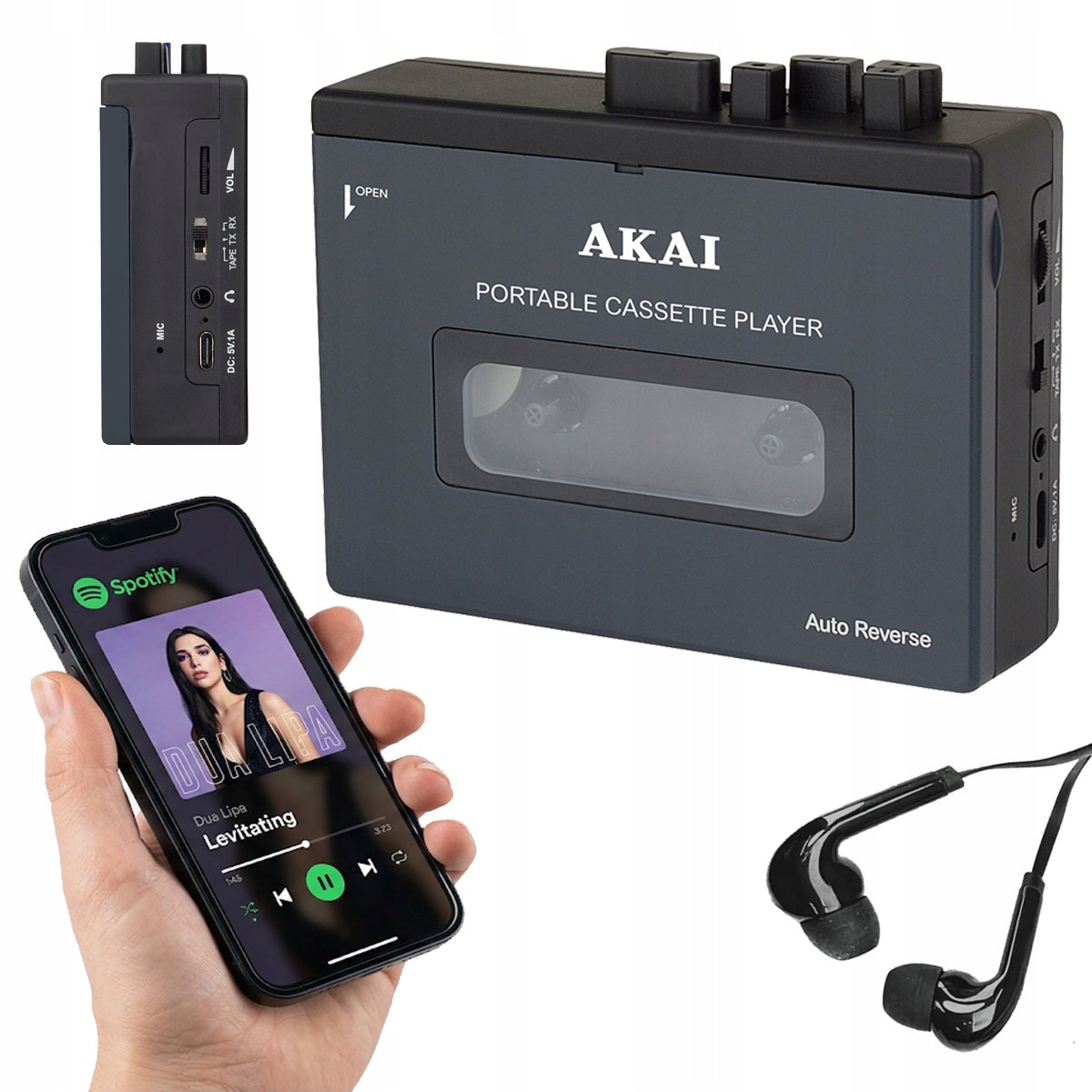 Přenosný Walkman Akai Pocket Tape Kazety Magnetofon Bluetooth In Out Tx Rx
