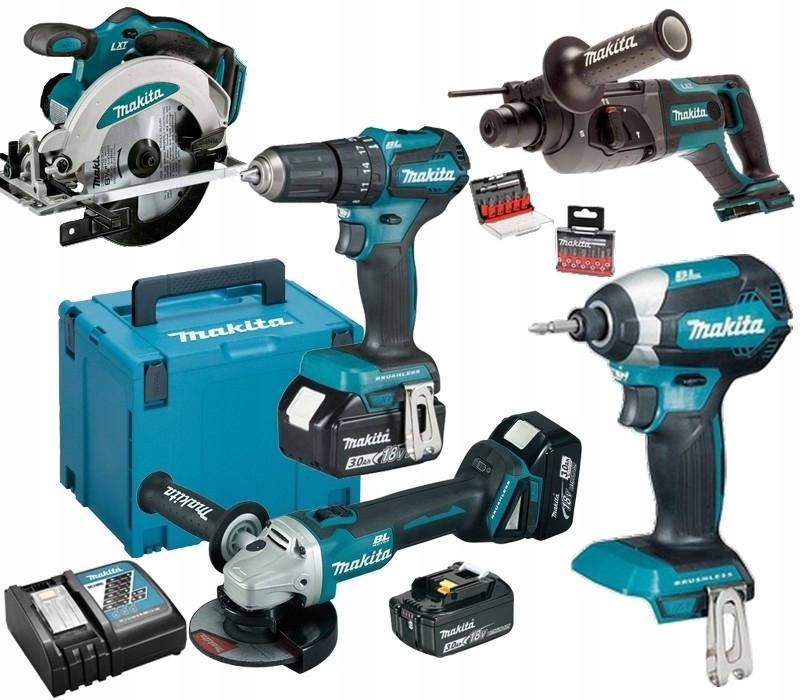 Makita Zestaw narzędzi 18V 3x3Ah DDF485 DTD153 DGA504 DSS610 DHR241