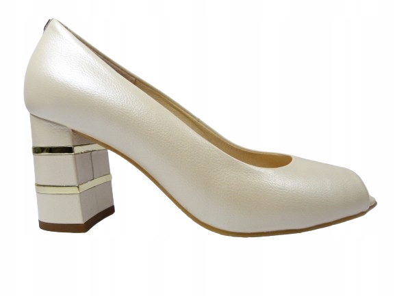 Perleťově béžové lodičky elegantní kožené dámské boty bez prstů Sala 37