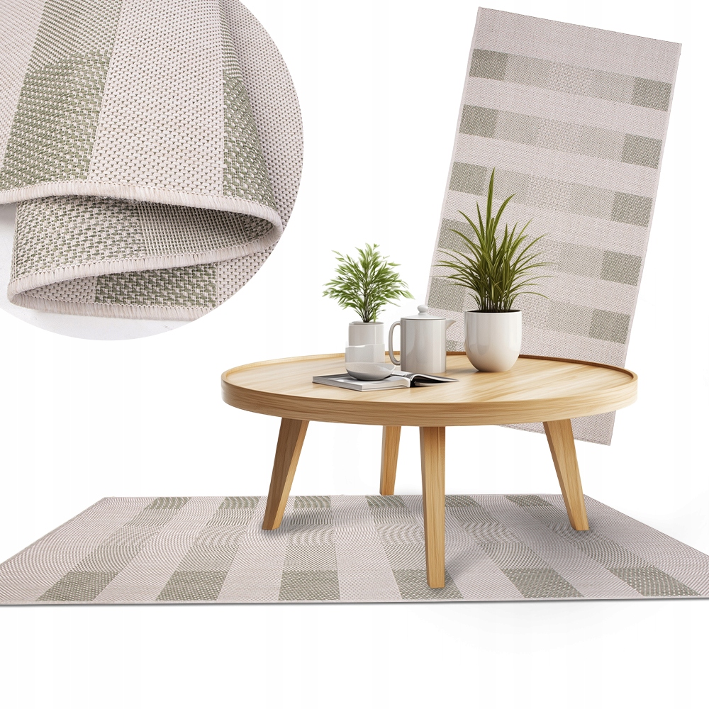 Módní koberec plochý tkaný Lineo 80x150 zelený koberec vnější Odolný #5520