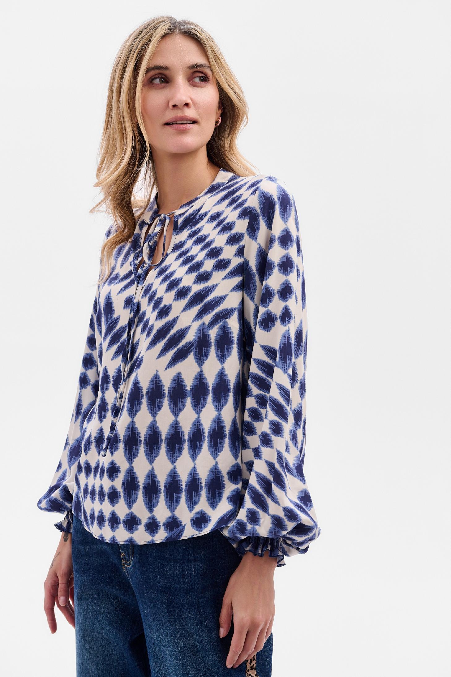 elegantní dámská halenka s motivem Olixe. blue shadow vel. 40