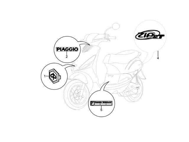 EMBLEMAT ZNACZEK NAKLEJKA LOGO NAPIS PIAGGIO ZIP Numer katalogowy części 620944