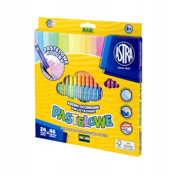 

Kredki ołówkowe trójkątne dwustronne pastelowe