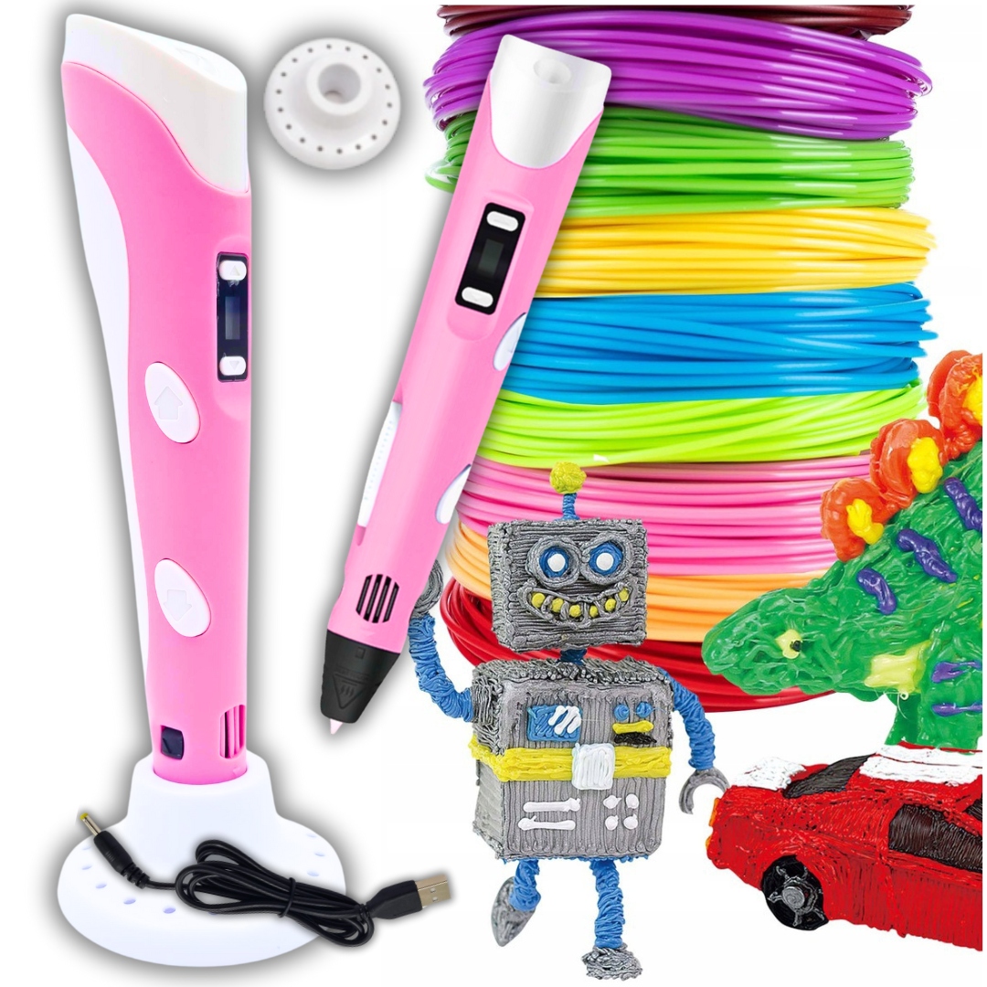 Max Zestaw Pen 3D Różowy + Filament 209 m PREZENT DLA KREATYWNYCH IDEALNY