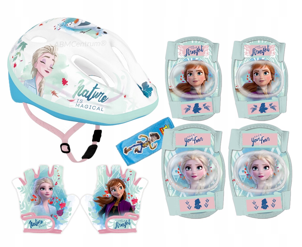 4x ochraniacze kask rowerowy M rękawiczki bez palców Kraina Lodu osłona