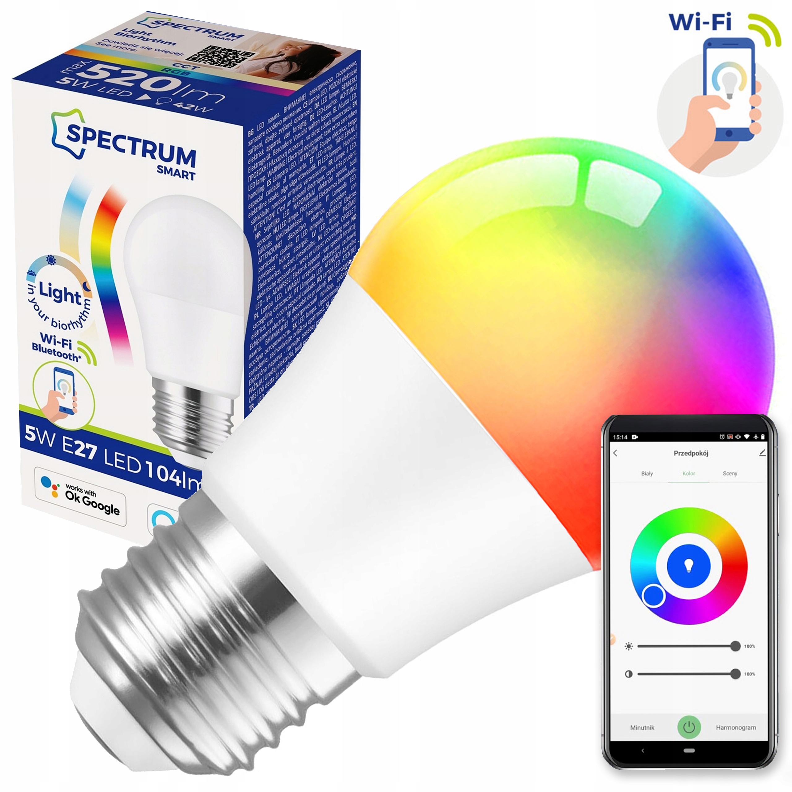 Żarówka inteligentna RGB kolorowa SMART LED 9W E27