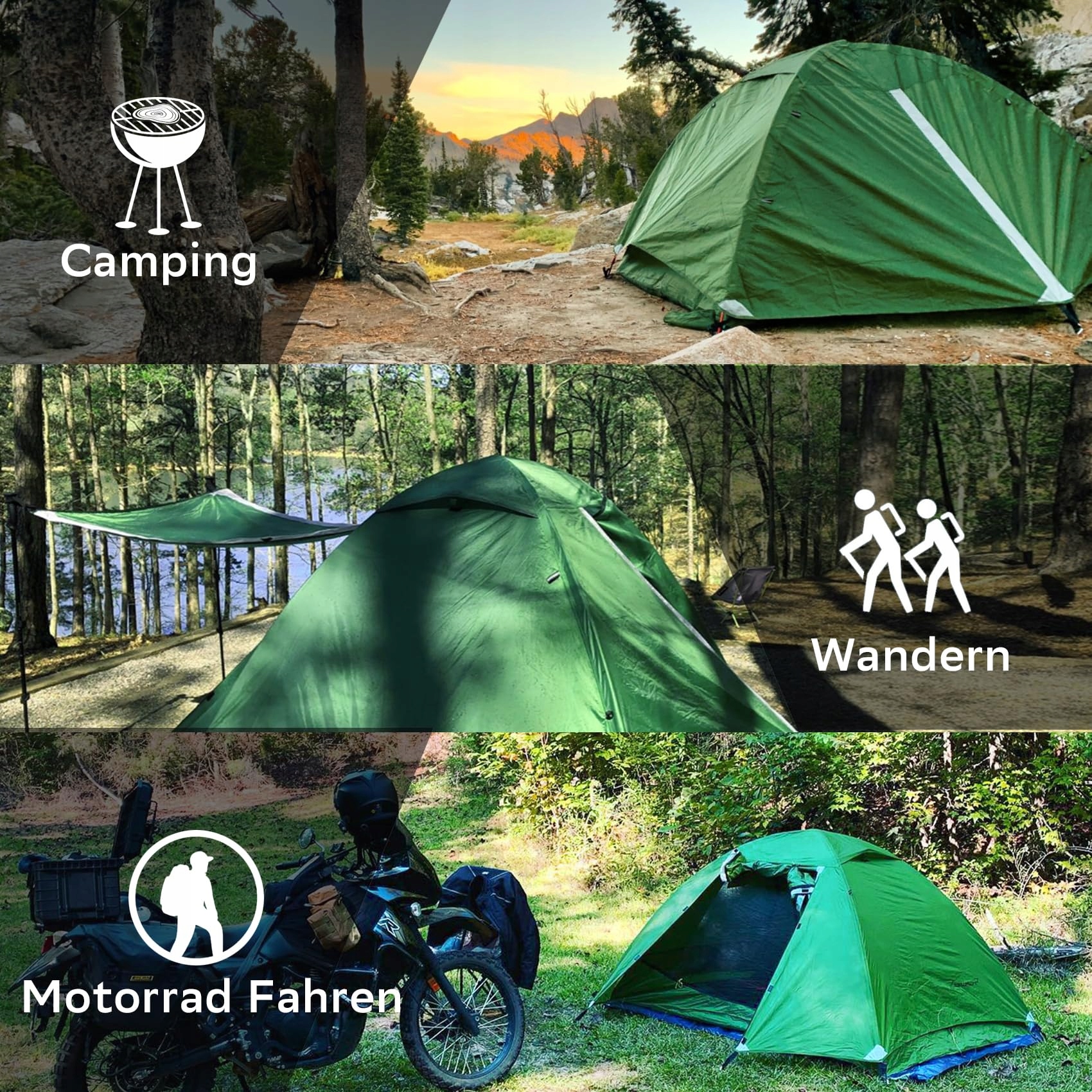 CLOSTNATURE Namiot Kempingowy Wodoodporny Ultralekki 2 Osoby Trekkingowy — miniatura 4