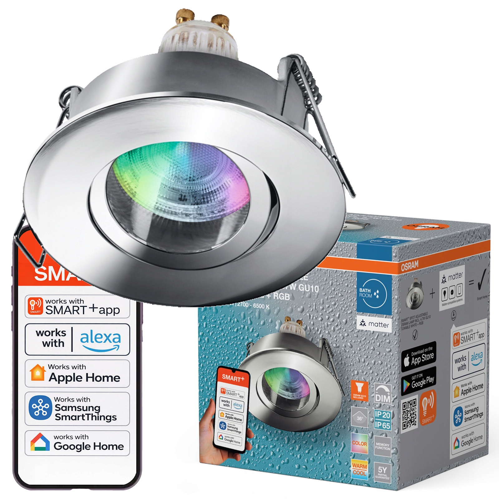 Led koupelnové podomítkové svítidlo GU10 Cct Rgb IP65 Smart WiFi Matter Osram