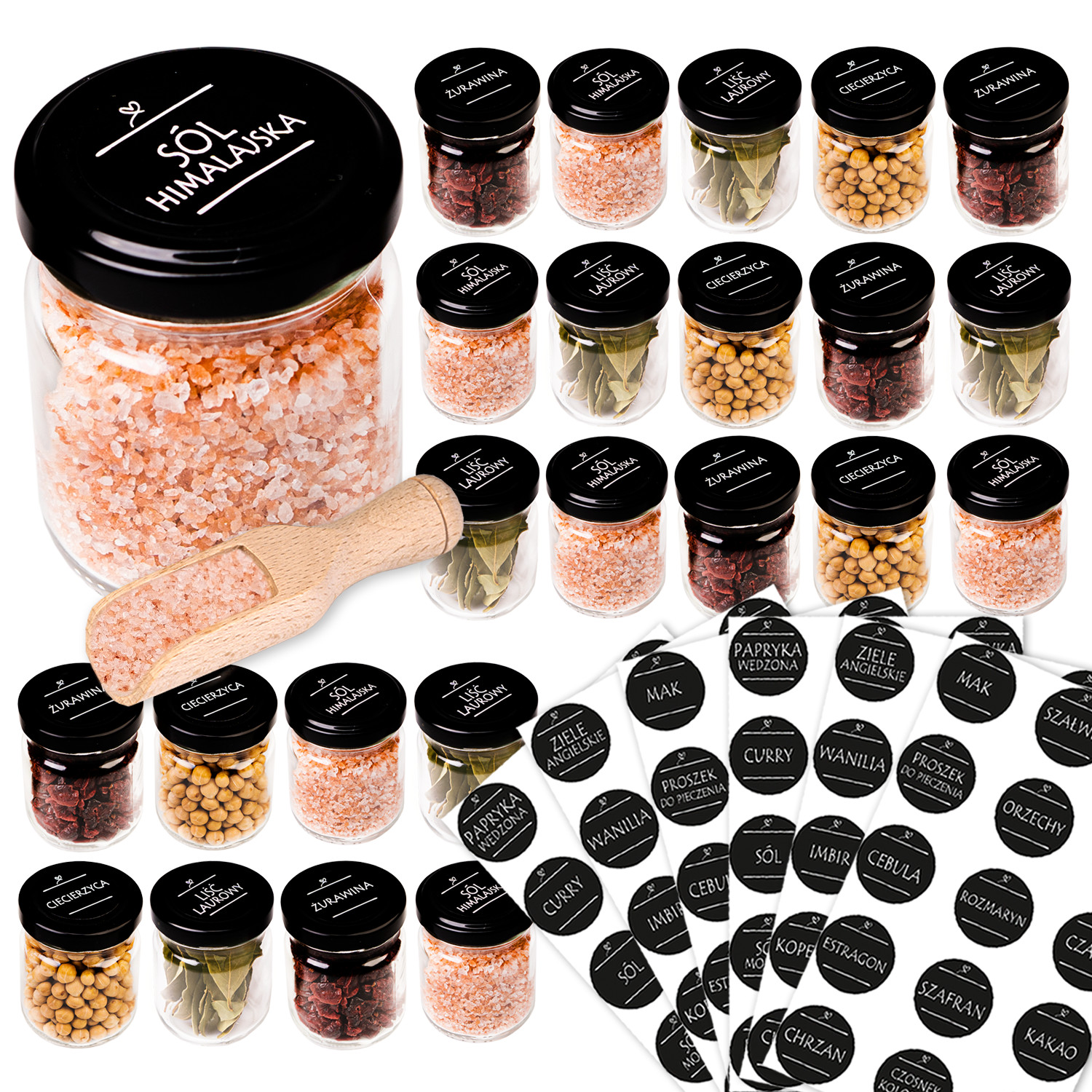 

24x Słoiczki 130ml+75x naklejki Etykiety przyprawy