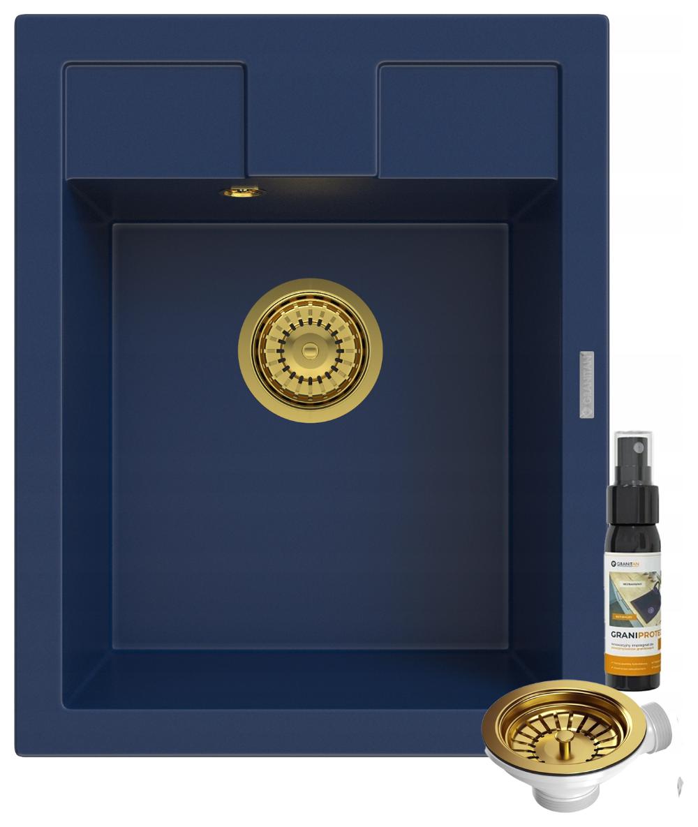 Granitový Drez Jednokomorový Kuchynský Granátový Sifón Zlatý Best