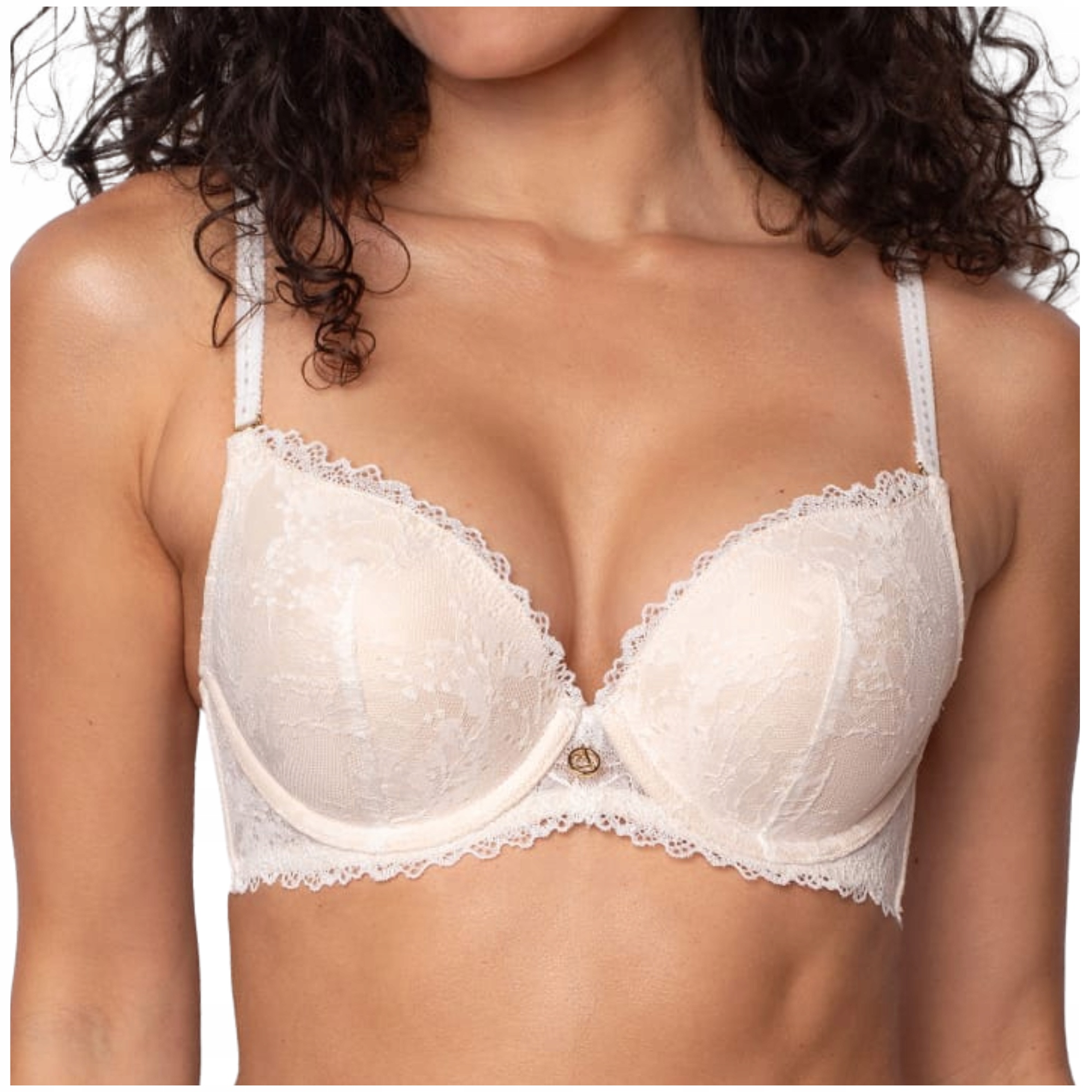 Push up krajková podprsenka zvětšuje poprsí Agio DB-9351 ecru 75F