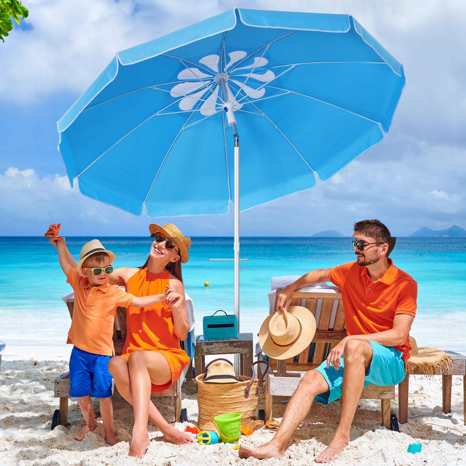 PARASOL PLAŻOWY W KSZTAŁCIE PŁATKA Z MAŁYM SŁUPKIEM (SŁUP ALUMINIOWY) Wysokość maksymalna 210 cm