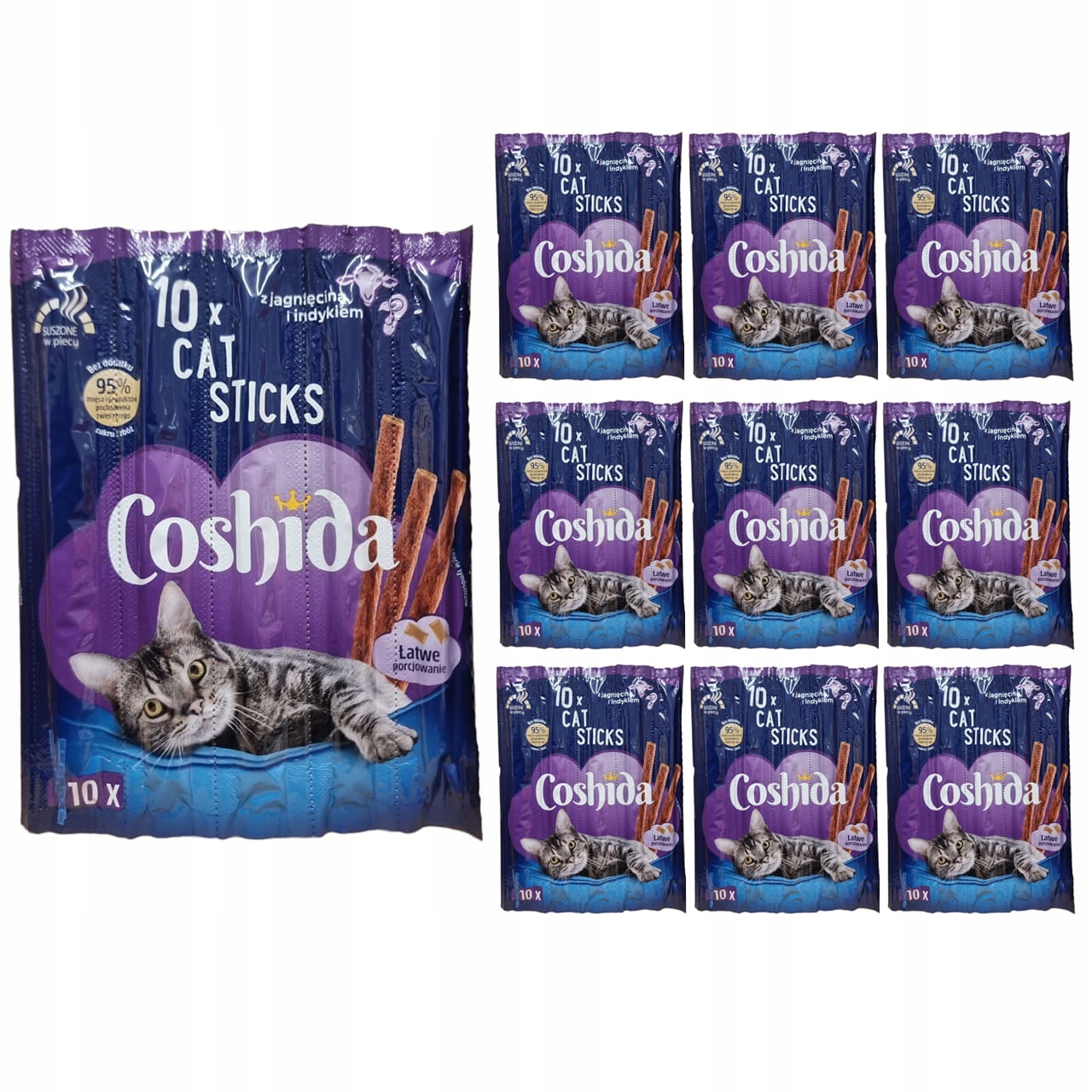 Levně Krmivo krmivo pro kočky Cat Sticks 10x10ks Coshida Jehněčí Krůta