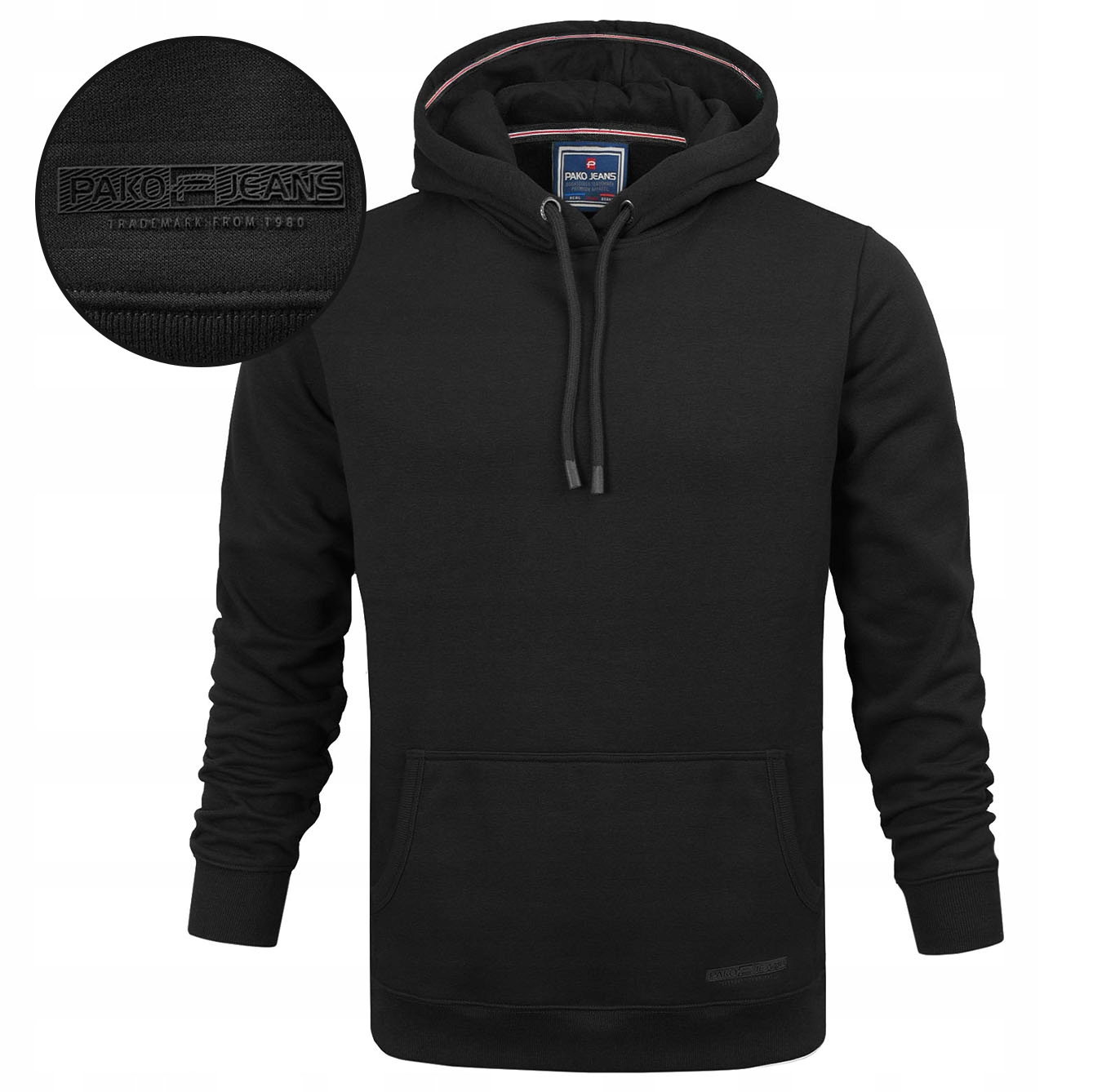 pánská mikina klokanka s kapucí Tepláková Zateplená Černá XXL Pako Jeans