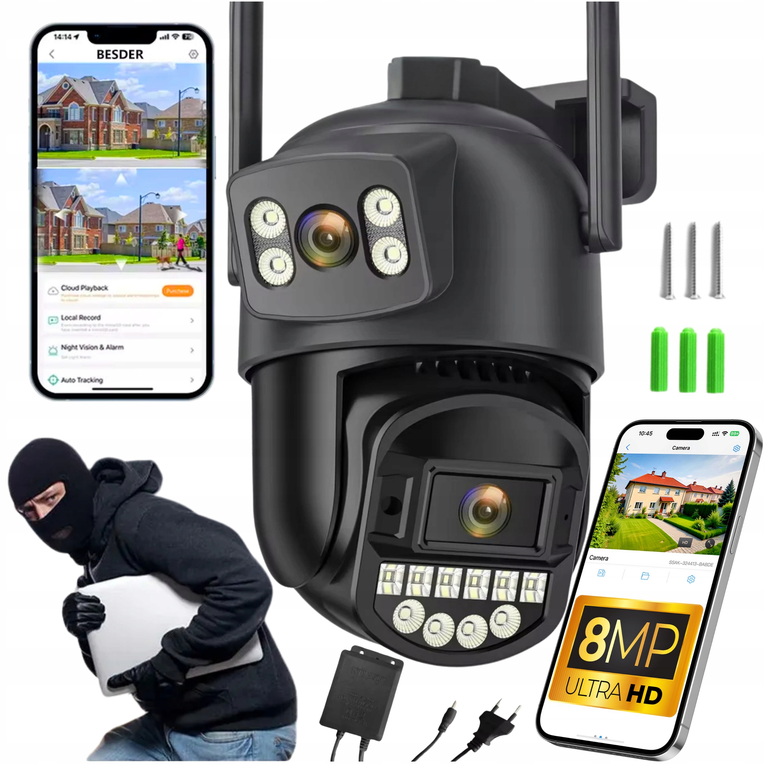 Kamera Ip wewnętrzna, zewnętrzna Brantek Kamera Zewnętrzna Obrotowa Wifi