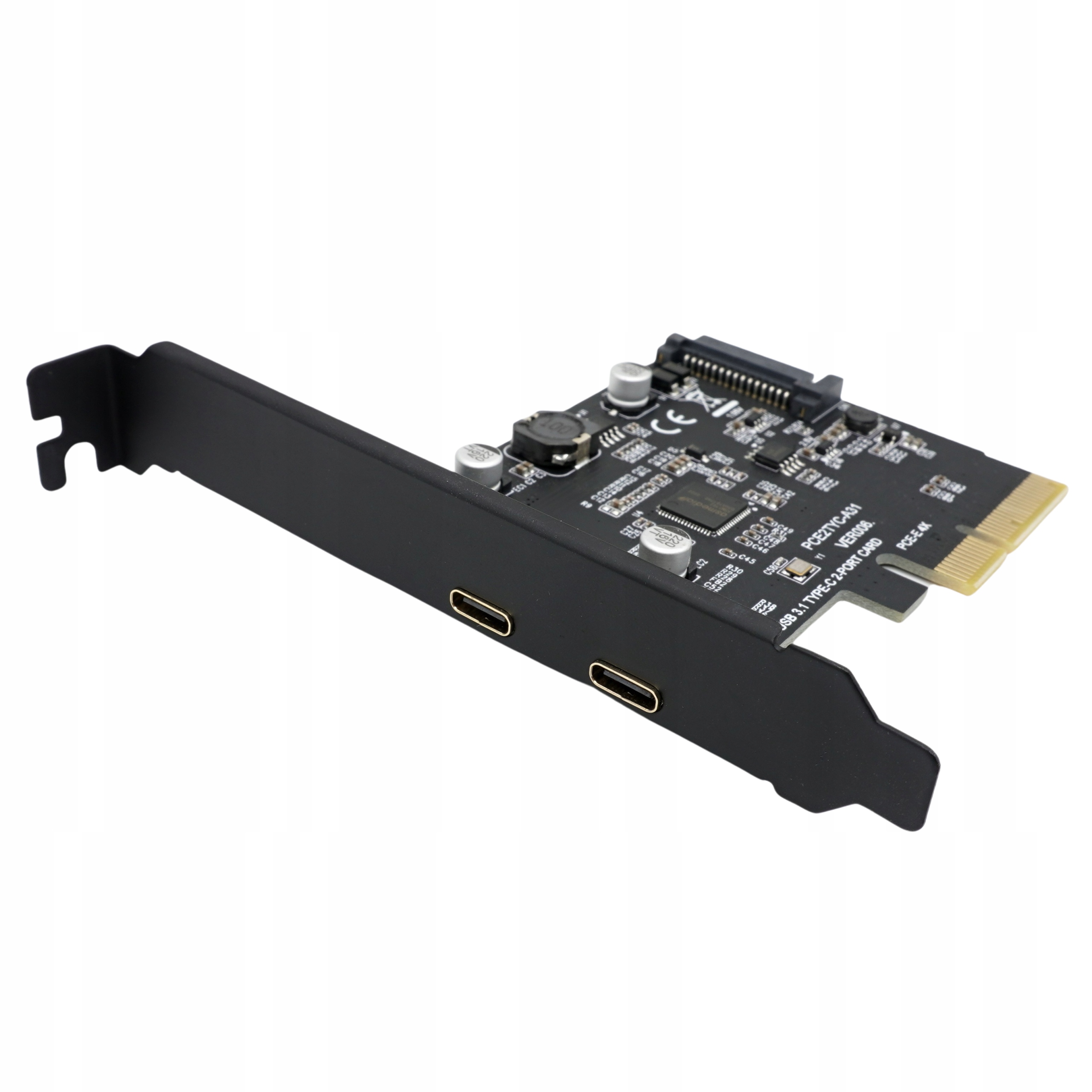 Karta adaptér pro počítač Pci PCIe 2X na Usb C 3.1 Gen2 10Gbps 2-portová